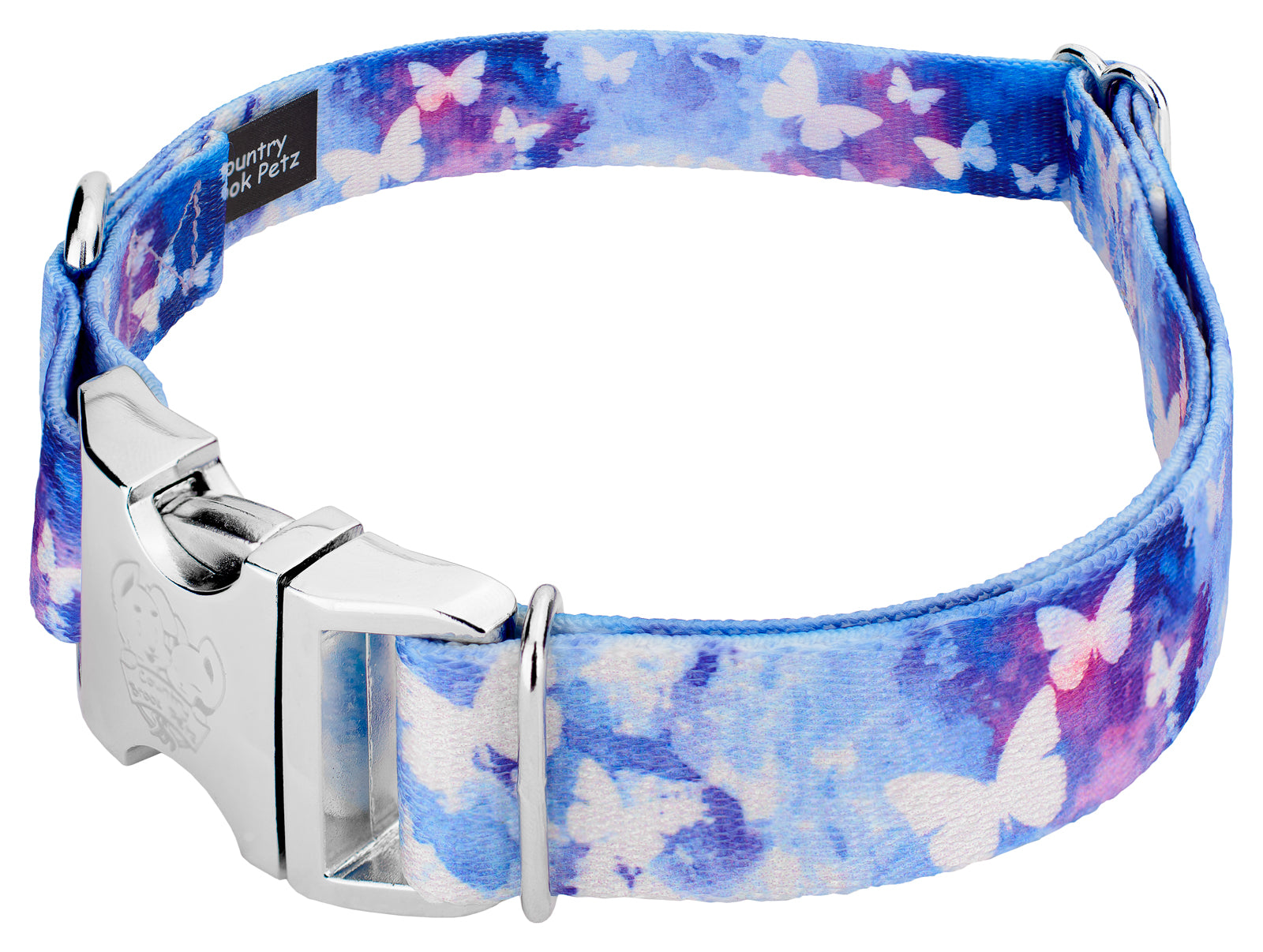 Country Brook Petz® Premium Watercolor Butterflies Dog Collar and Leash， Extra Large