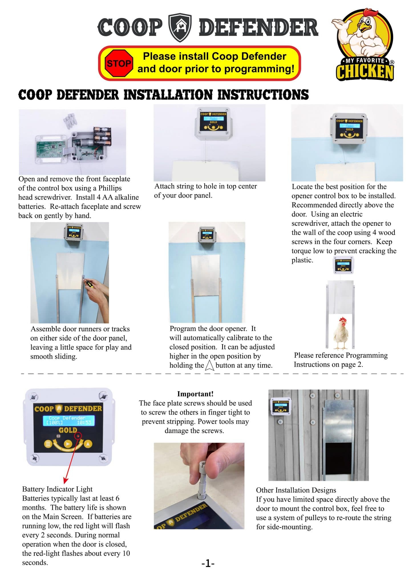 Coop Defender Gold Chicken Coop Door Automatic Opener | Timer and Light Sensor