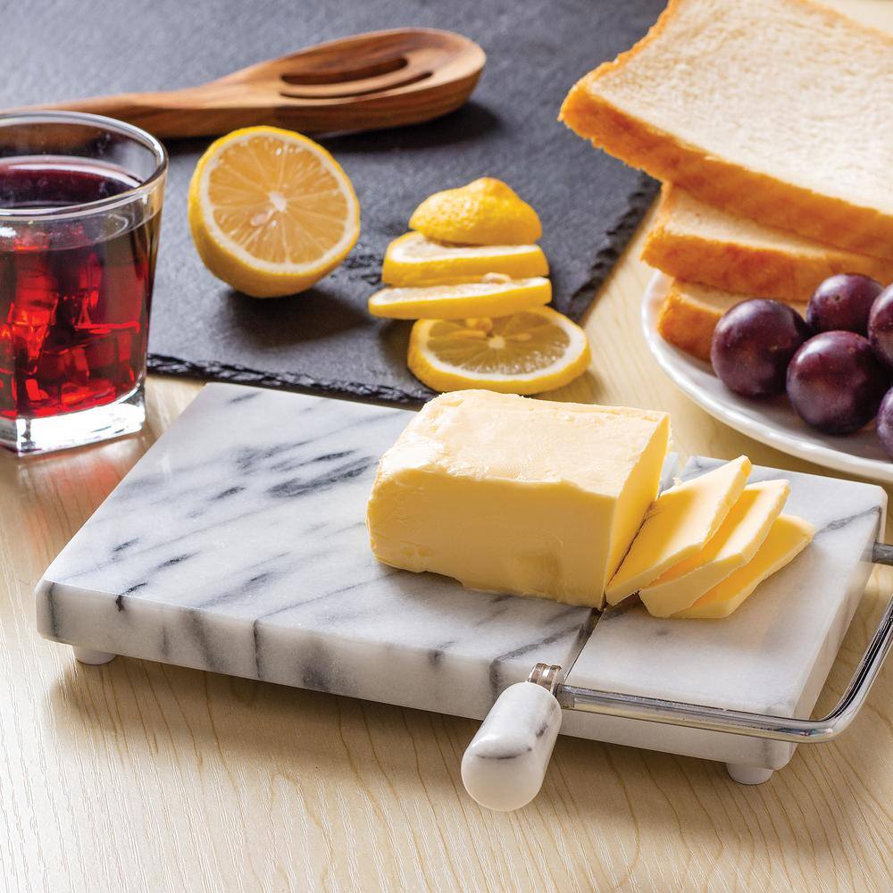 Fox Run 8 in. W x 5 in. D Marble Cheese Board with Slicer 3841
