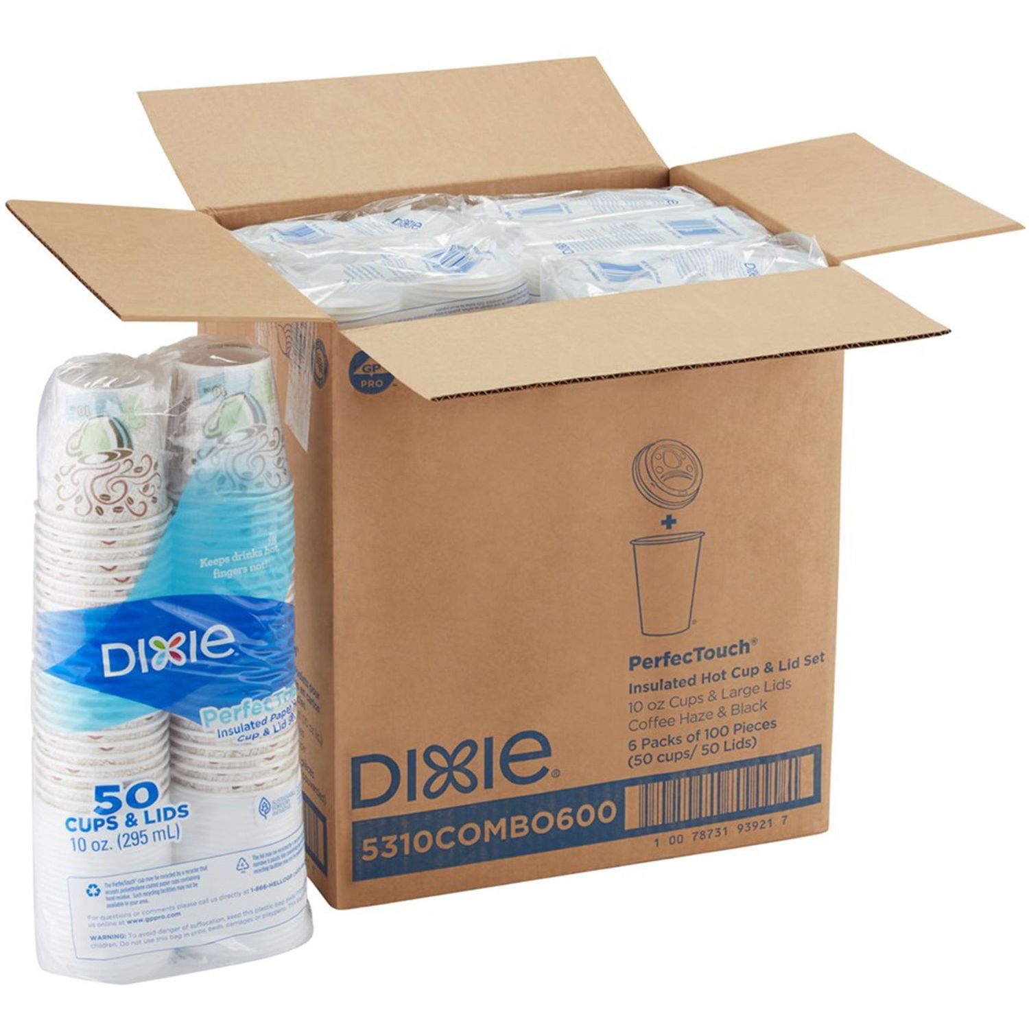 PerfecTouch Insulated Paper Hot Coffee Cup and Lid Sets by GP Pro by Georgia Pacific Corp. DXE5310COMBO6CT