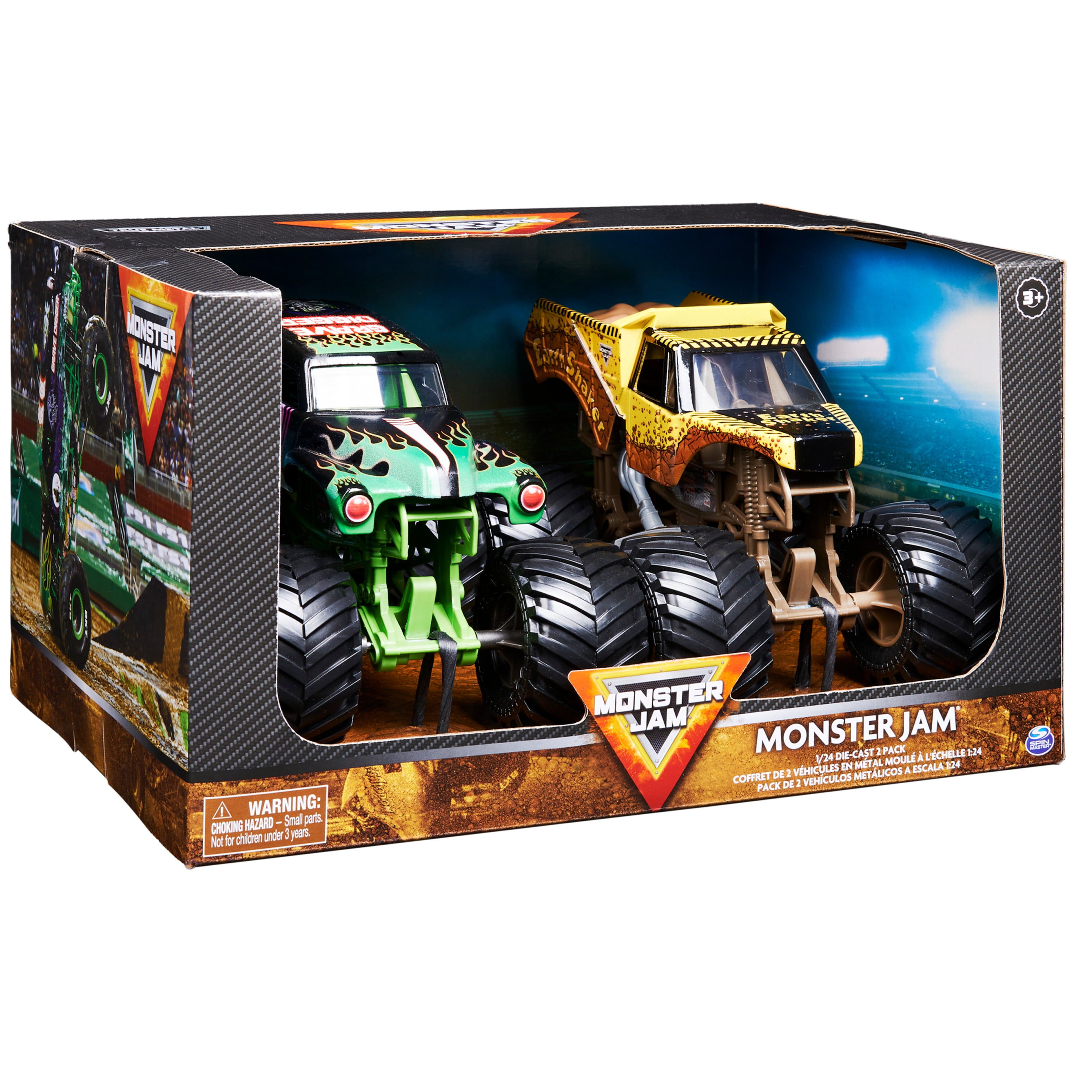 Monster Jam 1:24 Scale Die-cast 2-Pack， Grave Digger and Earth Shaker