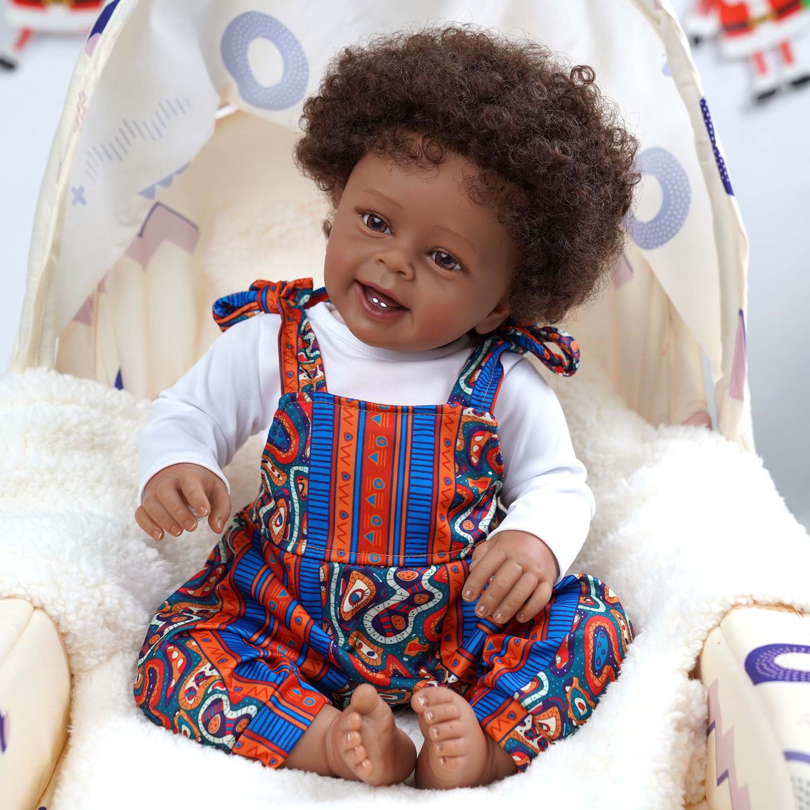 JIZHI Reborn Baby Dolls African American Realistic Baby Dolls Handmade Soft Vinyl Dolls for Kids Age 3+