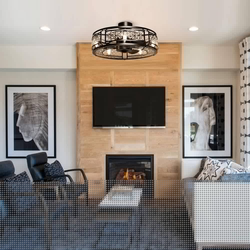 Parrot Uncle Wright 27 in Indoor Black Crystal Caged Low Profile Ceiling Fan with Light Kit and Remote Control