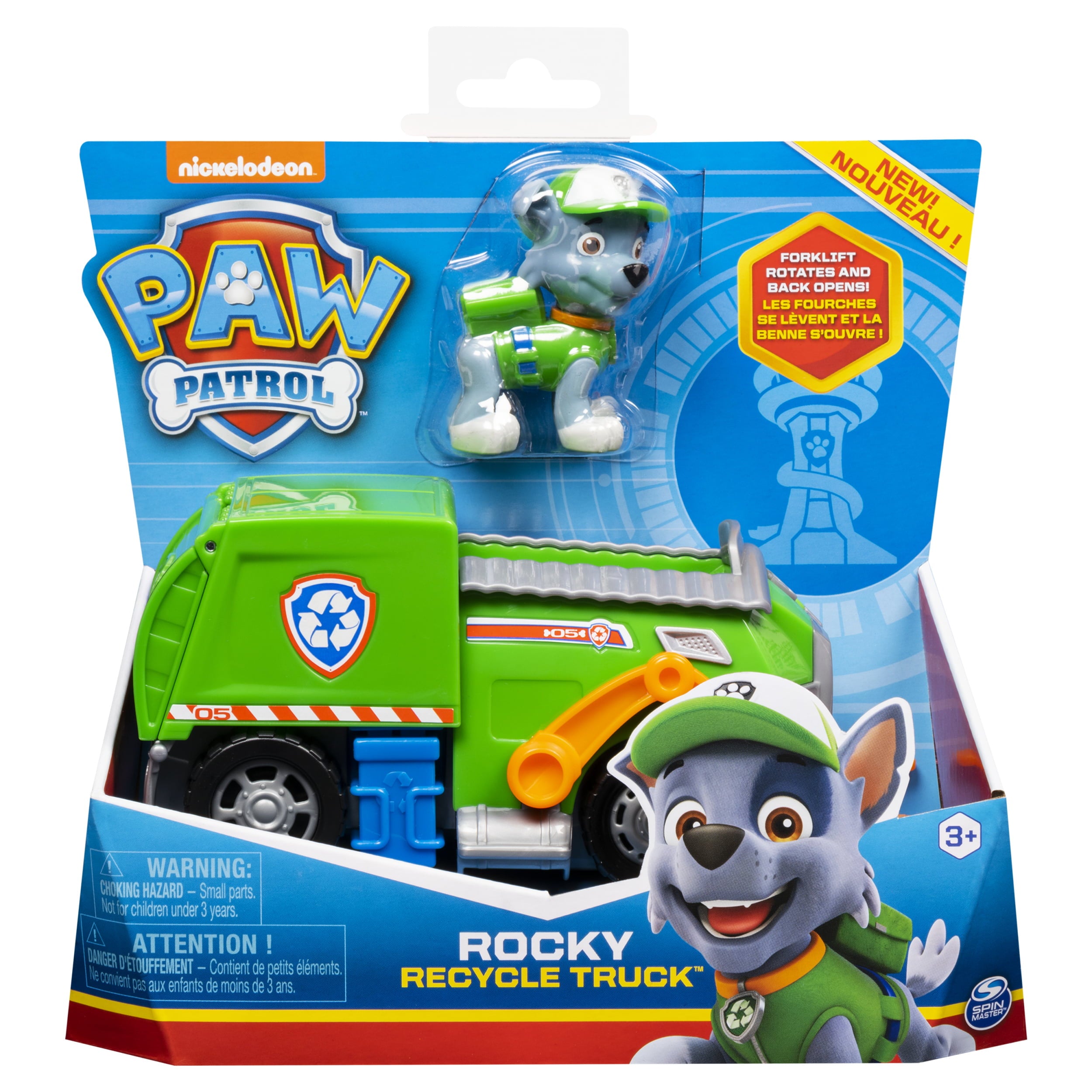 PAW Patrol， Rocky's Recycle Truck Vehicle with Collectible Figure， for Kids Aged 3 and up