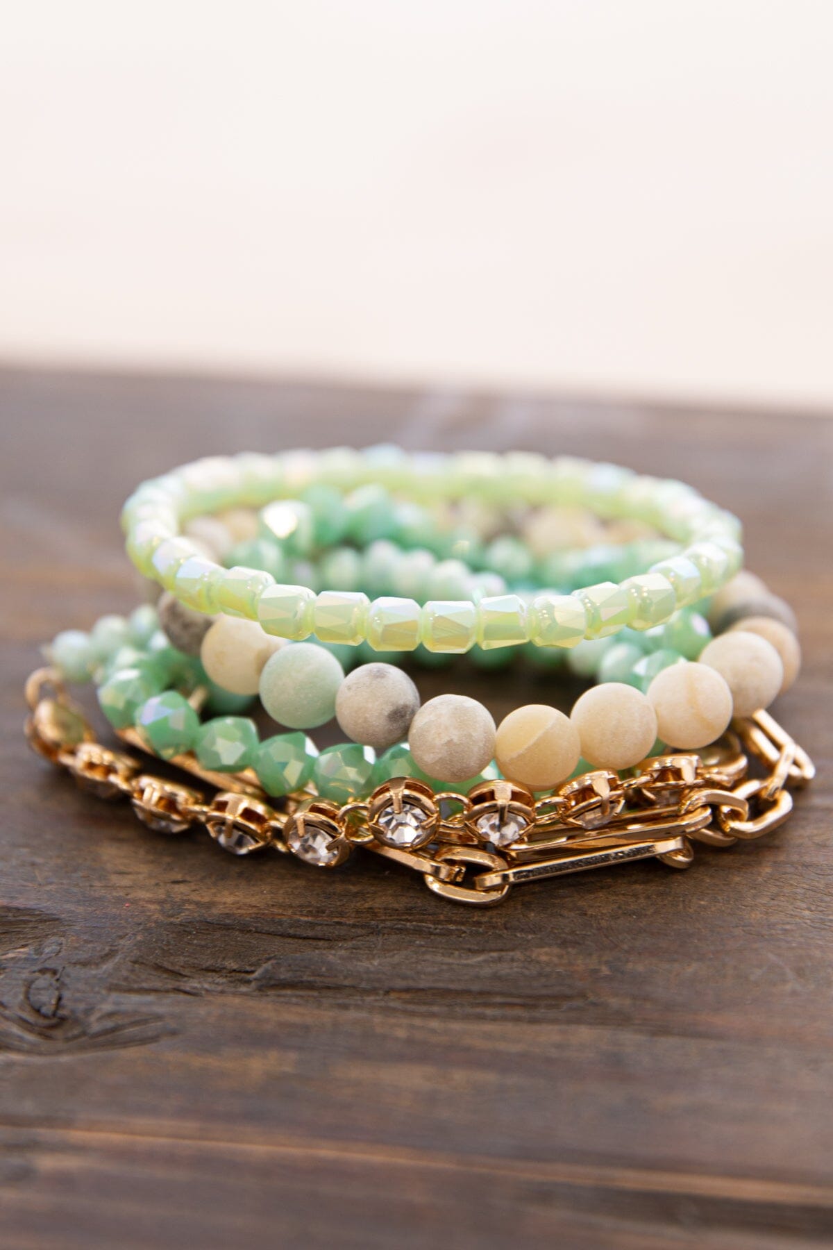 Turquoise and Mint Beaded Bracelet Set
