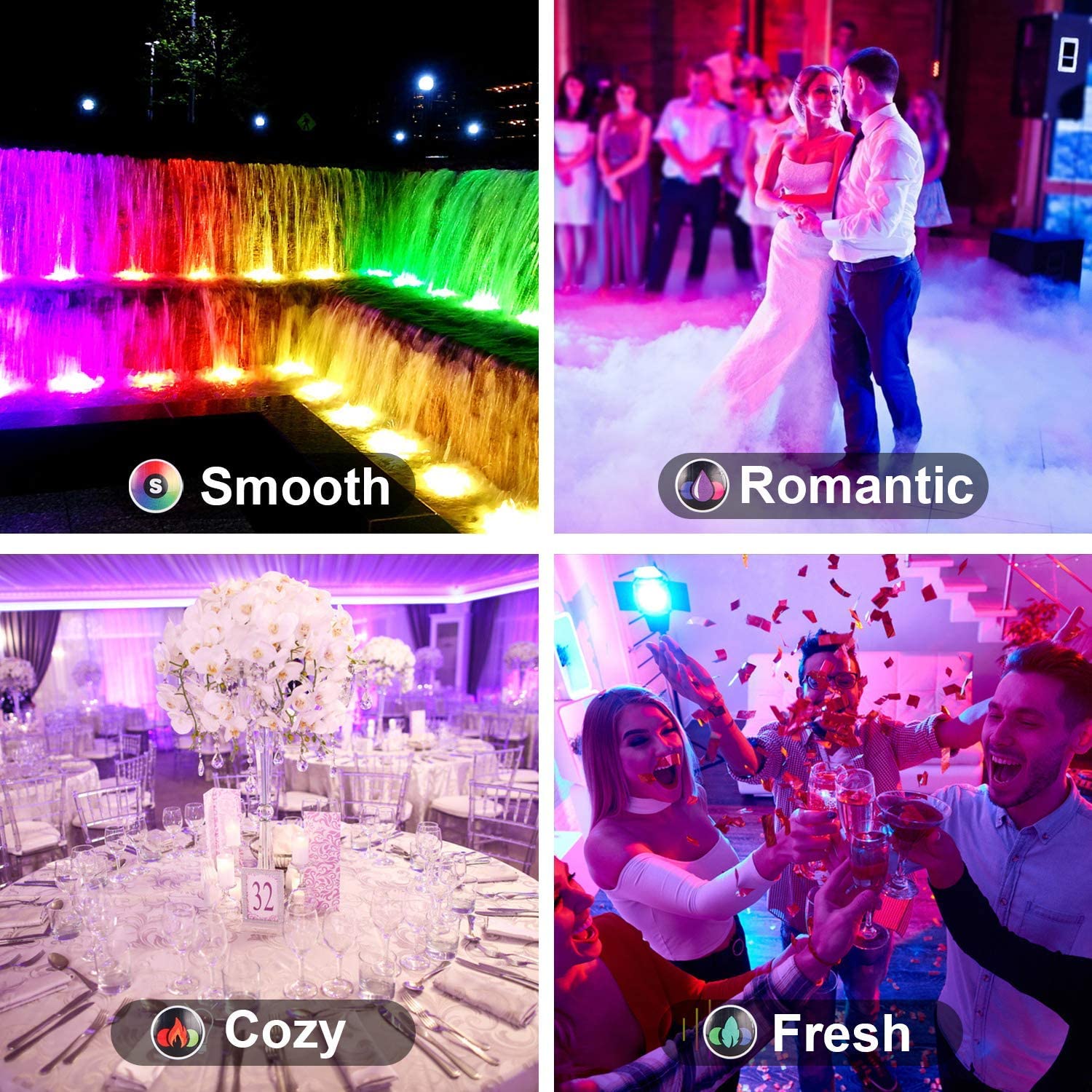 Outdoor LED Flood Light RGB Color Changing + 400 W Equivalent 2700 k Warm White 4000 LM light( 120 Colors Strobe， Dimmable，24H Timer， US 3-Plug)