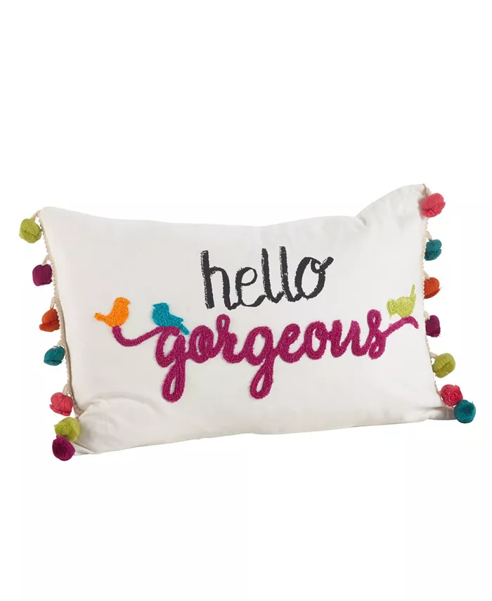 Saro Lifestyle Hello Gorgeous Tassel Trim Decorative Pillow， 12