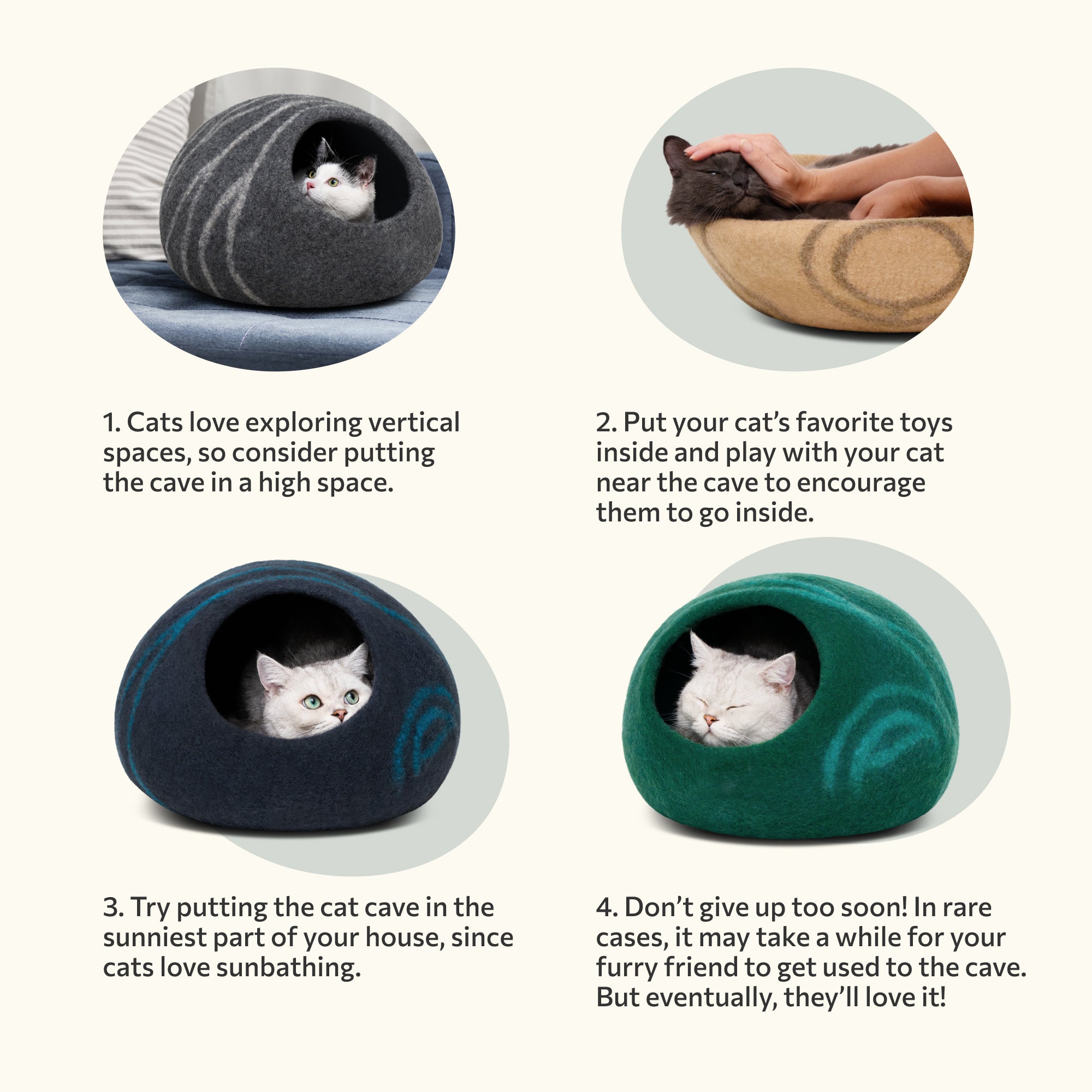 MEOWFIA Cat Bed for Medium Cats - Wool Cat Cave Bed - Dark Grey