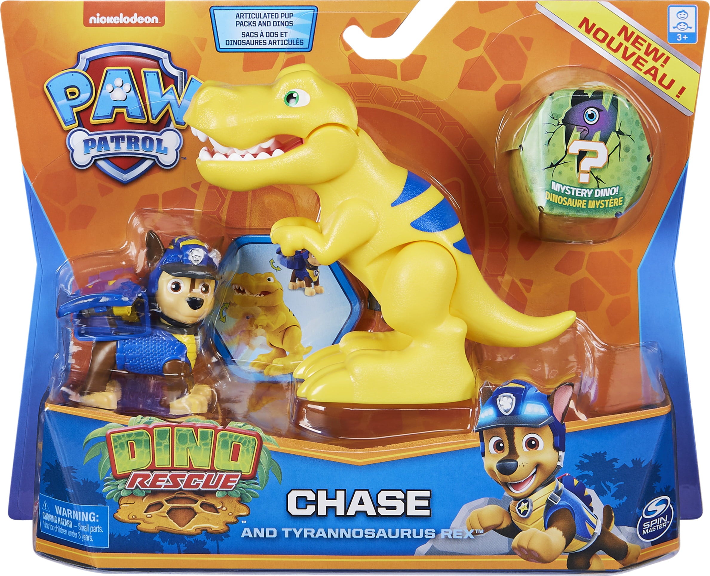 PAW Patrol， Dino Rescue Chase and Dinosaur Action Figure Set， for Kids Aged 3 and up