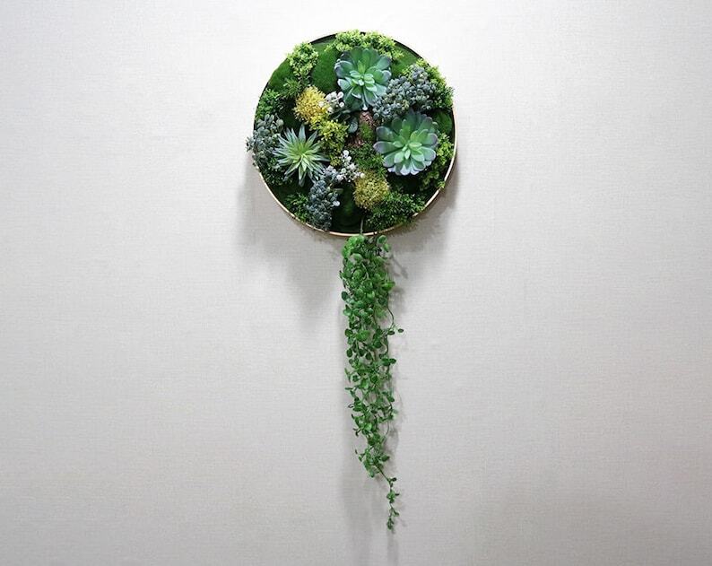 Unique Realistic 3D Rustic Faux Artificial Succulents Living Wall Art