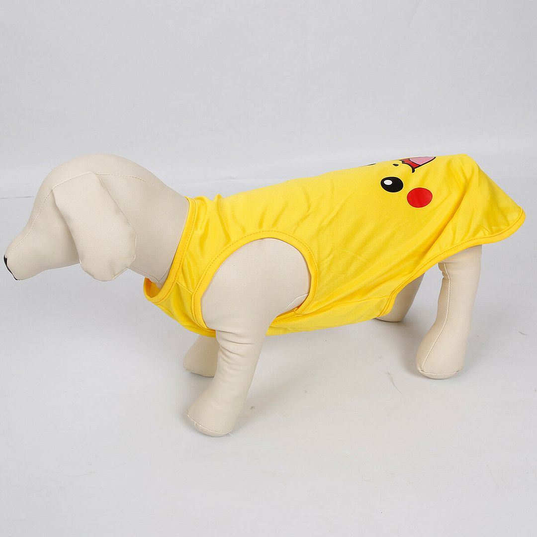 Cute Pokemon Logo t-Shirt Yellow Pokemon Design Shirt FOR SMALL DOGS Small Dog Sweater (XS)