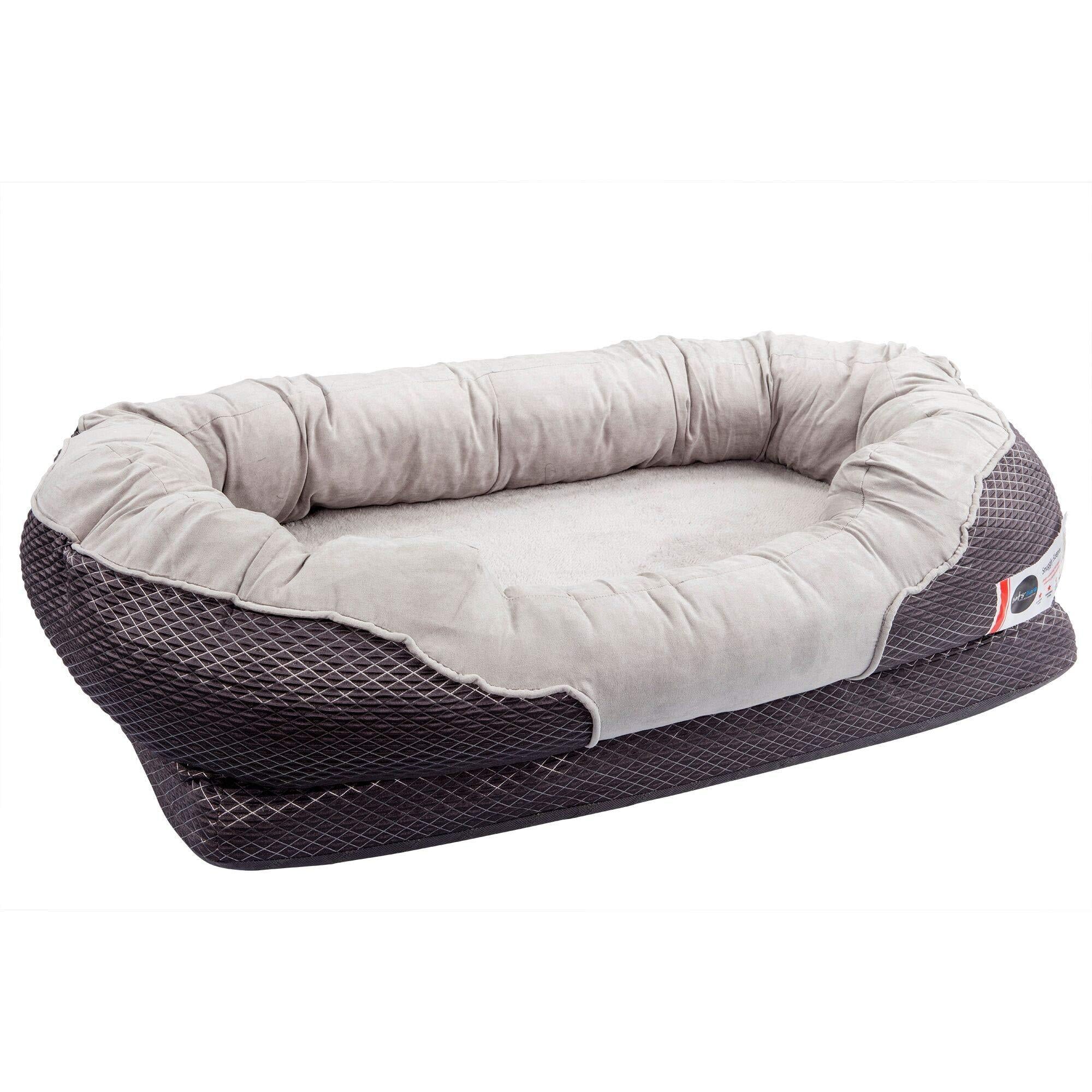 BarksBar Snuggly Sleeper Solid Foam Orthopedic Dog Bed， Medium， Gray