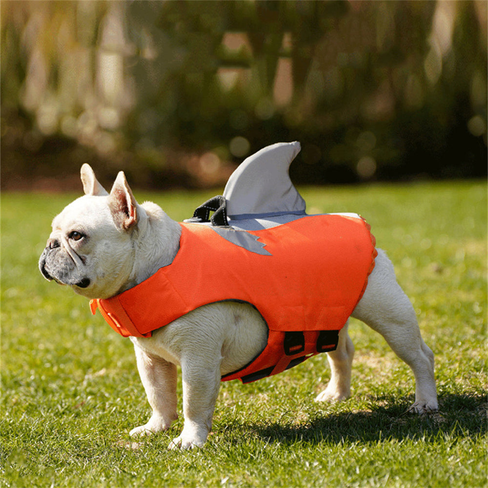 Dog Life Jacket Swimming Vest Dog's Life Vest Shark Floating Pet Lifevest with Safety Handle for Swim Pool Beach Boating Water Flotation Device Preserver for Dog， Orange S