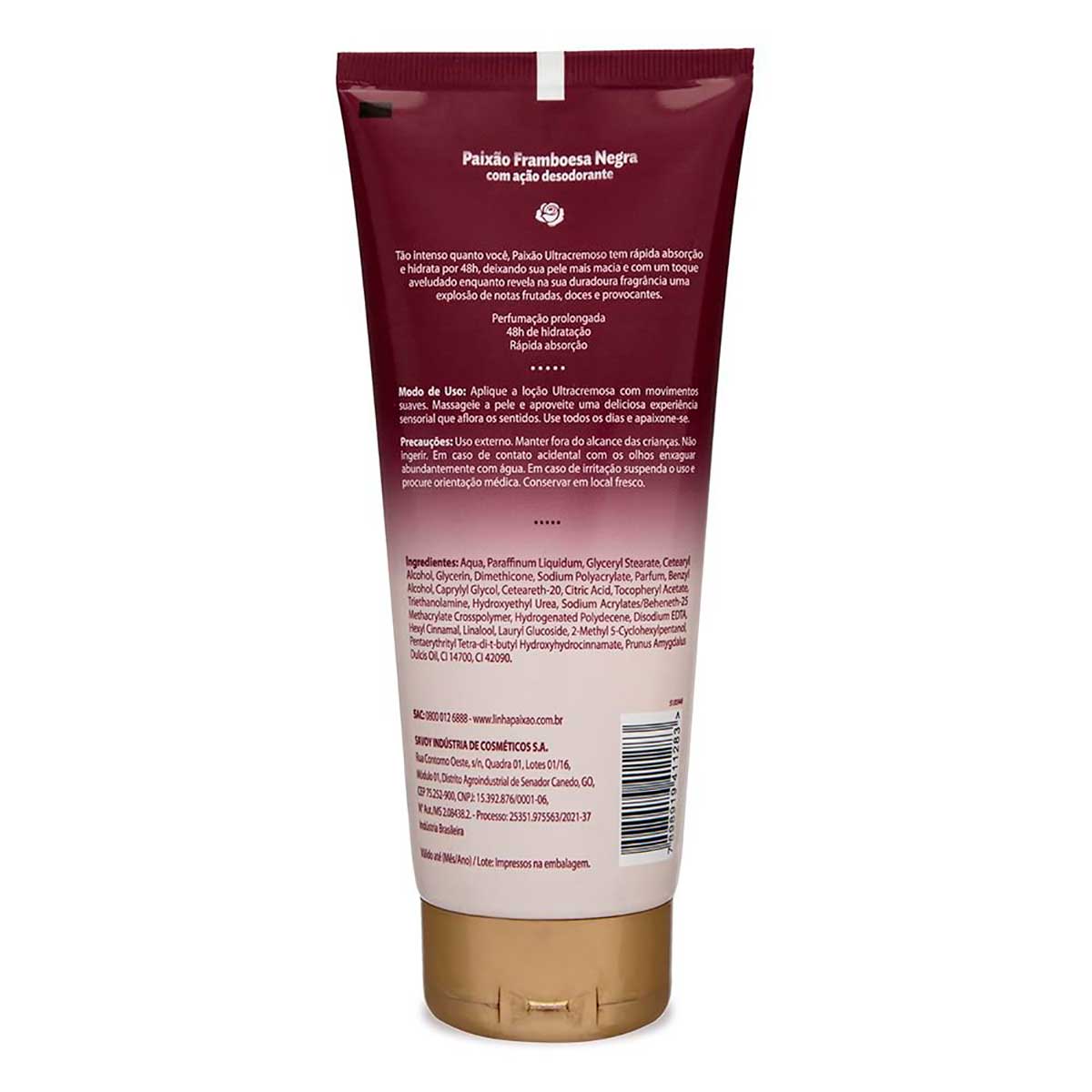 Hidratante Paixao Framboesa Negra com Hibisco Ultra cremoso acao desodorante 200ml