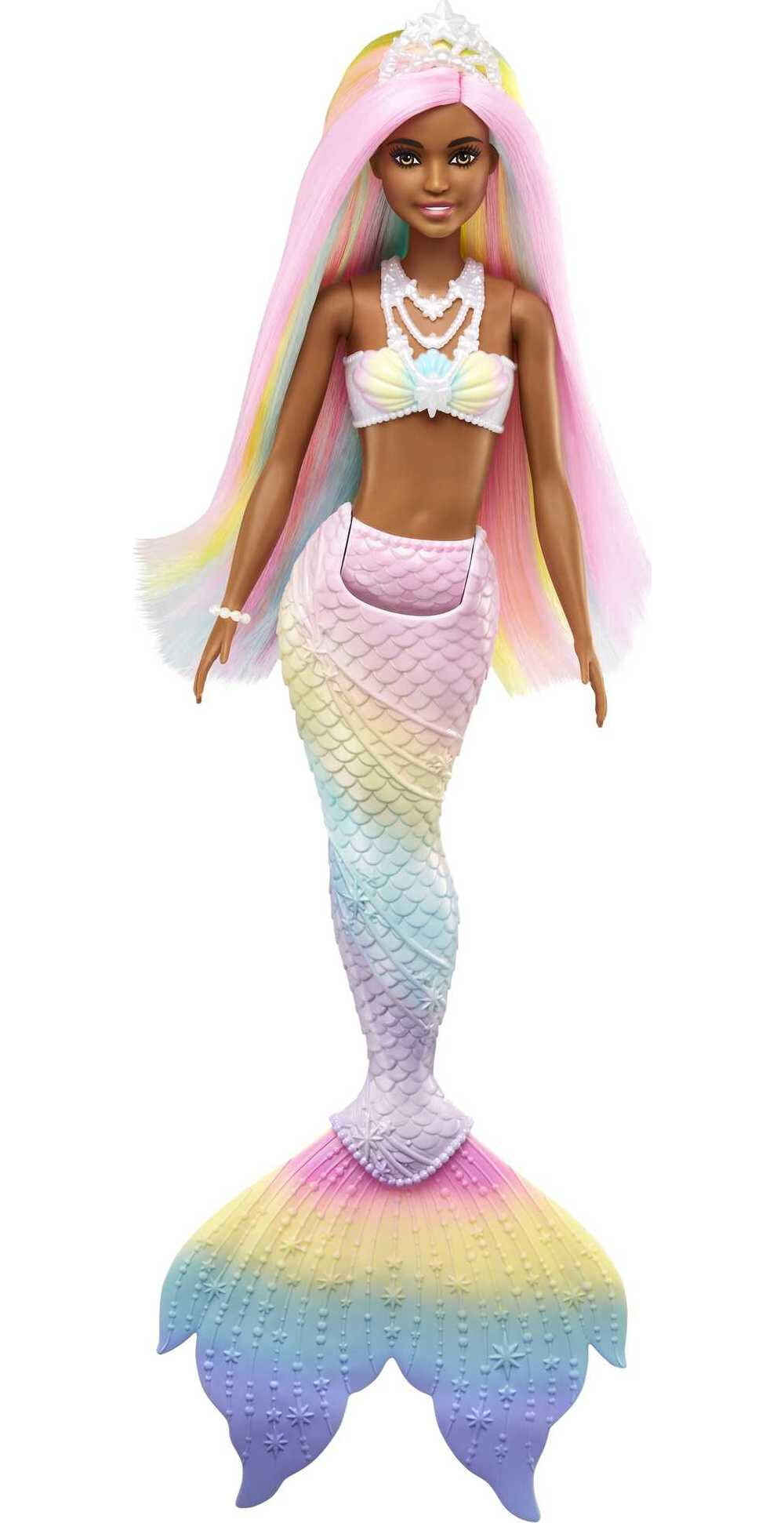 Barbie Dreamtopia Mermaid Doll with Rainbow Hair, Light Brown Eyes & Color-Change Feature