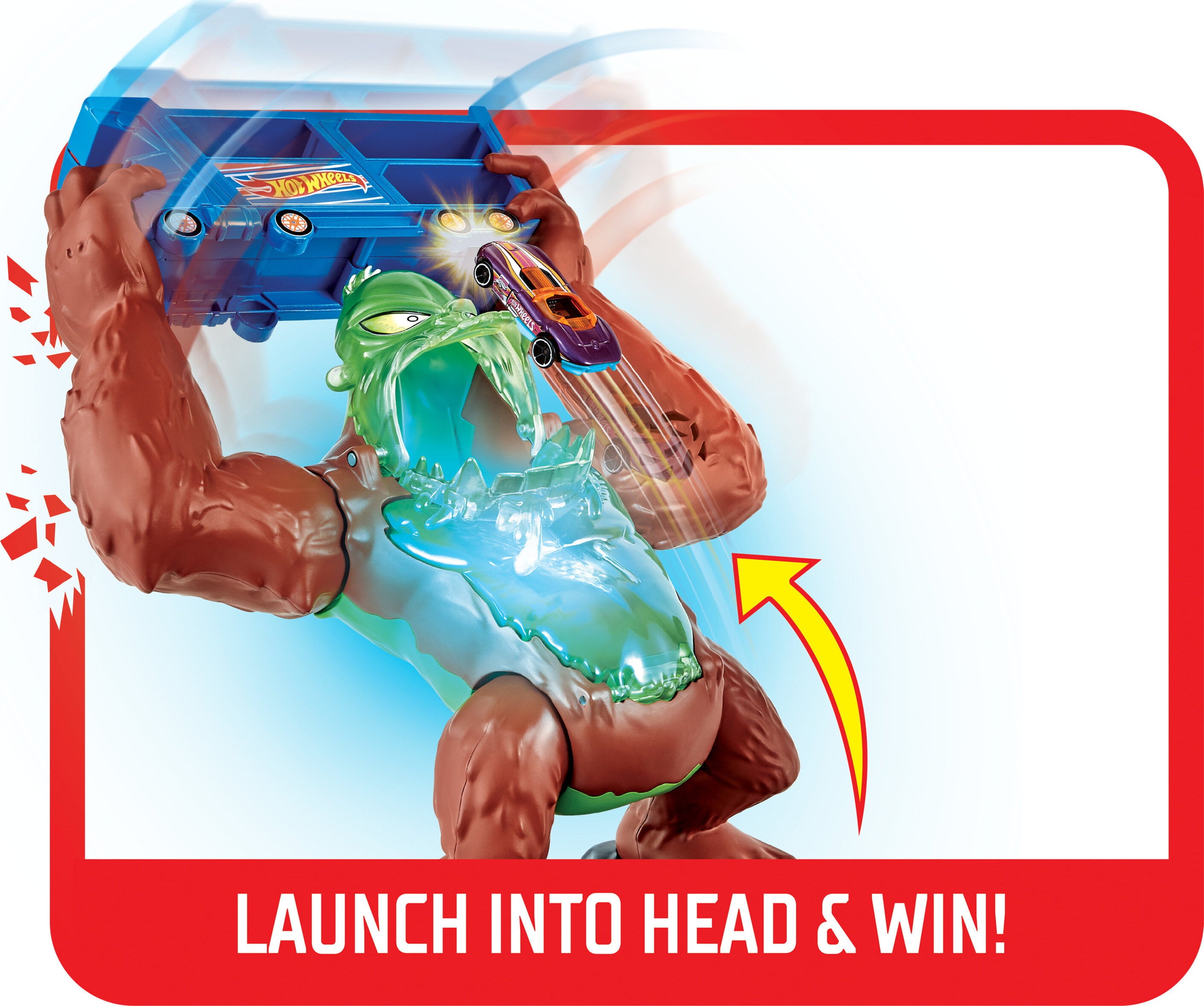 Hot Wheels City Toxic Gorilla Slam Playset and 1:64 Scale Toy Car with Lights and Sounds