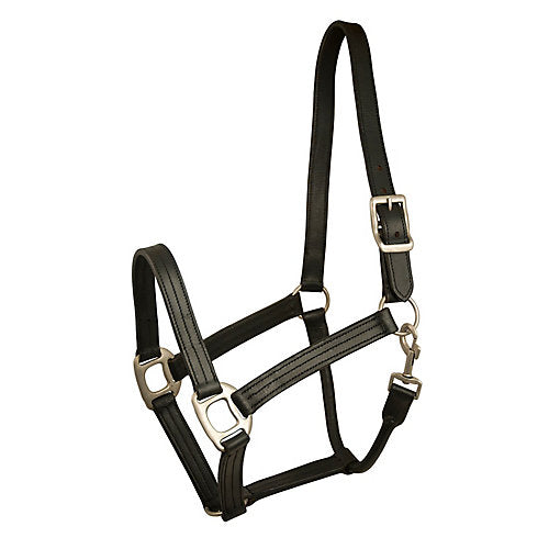 Gatsby Triple Stitched Leather Halter Horse Black