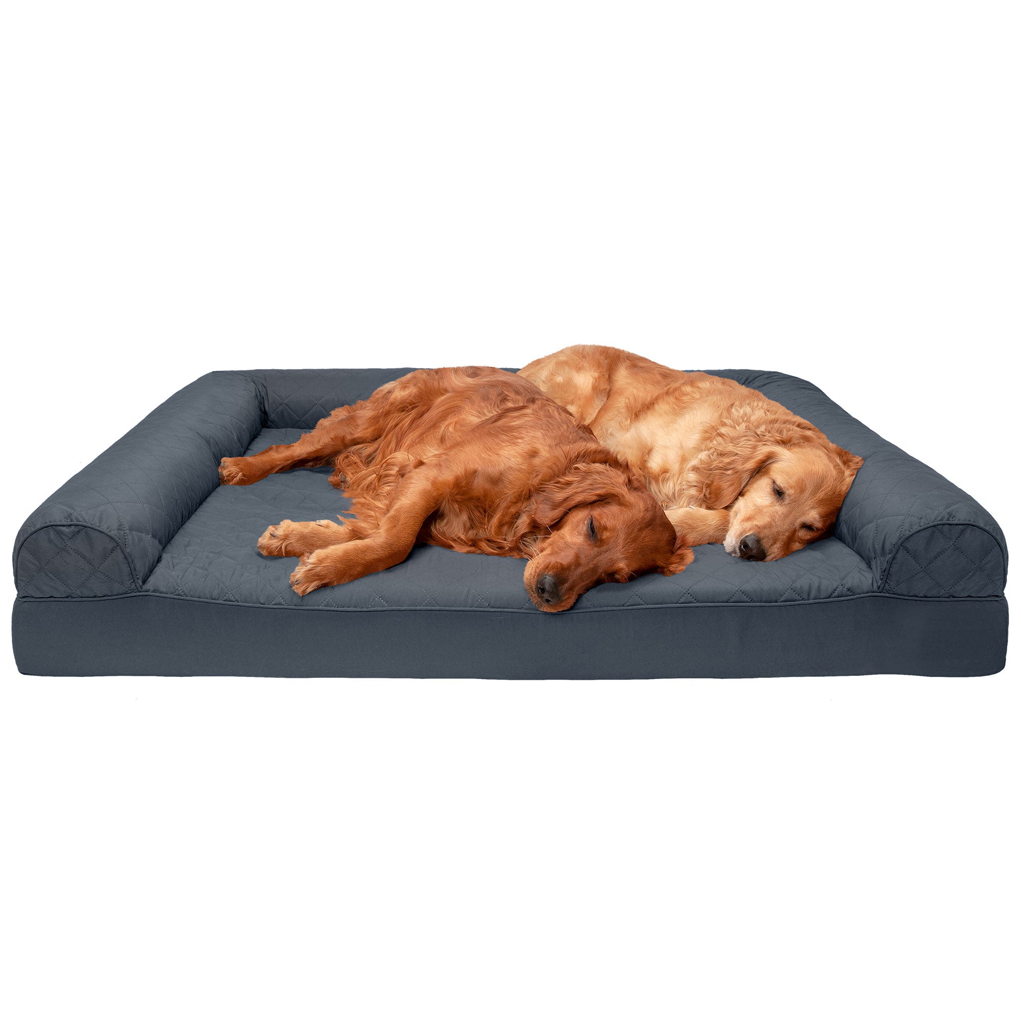 FurHaven | Orthopedic Quilted Sofa Pet Bed for Dogs and Cats， Iron Gray， Jumbo Plus