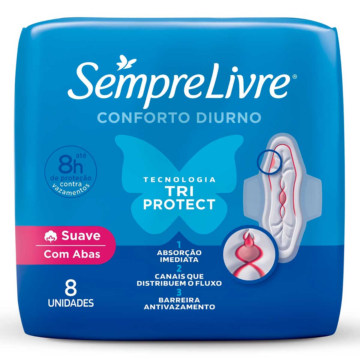 Absorvente com Abas Malha Suave Sempre Livre Adapt Plus 8 Unidades