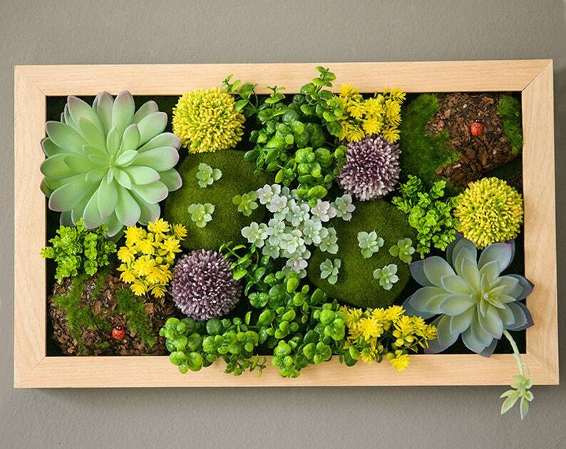 Faux Plant Succulent Wall, Faux Greenery Foliage With Stem, Fake Succu