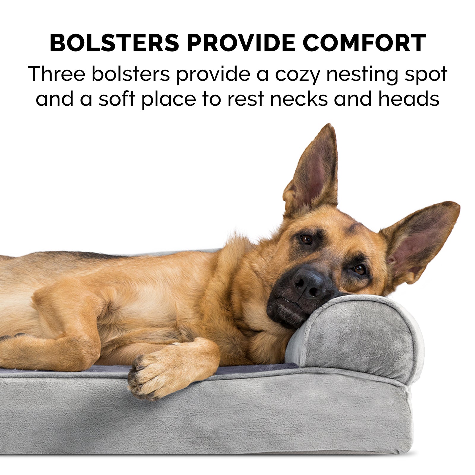 FurHaven Pet Products | Memory Foam Faux Fur and Velvet Sofa Pet Bed for Dogs and Cats - Smoke Gray， Medium