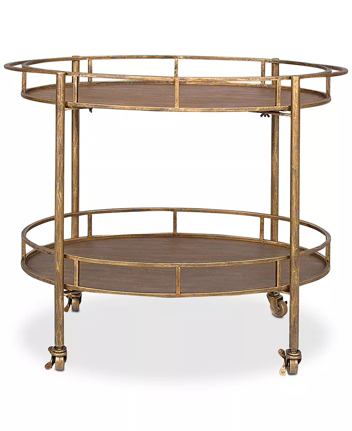 3R Studio  Metal Oval 2-Tier Bar Cart on Casters