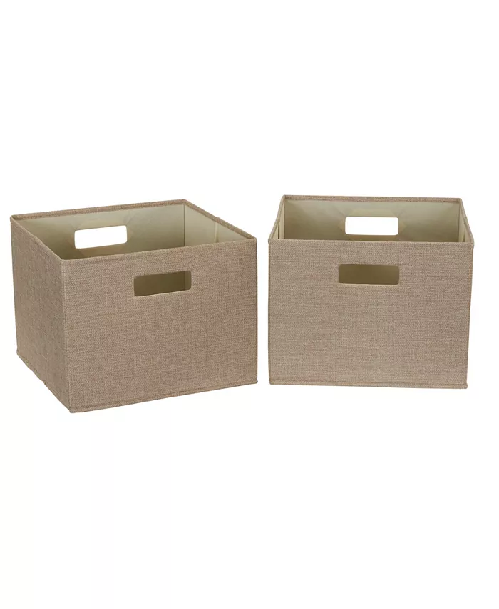 Household Essentials Open Bin， Set of 2， Latte