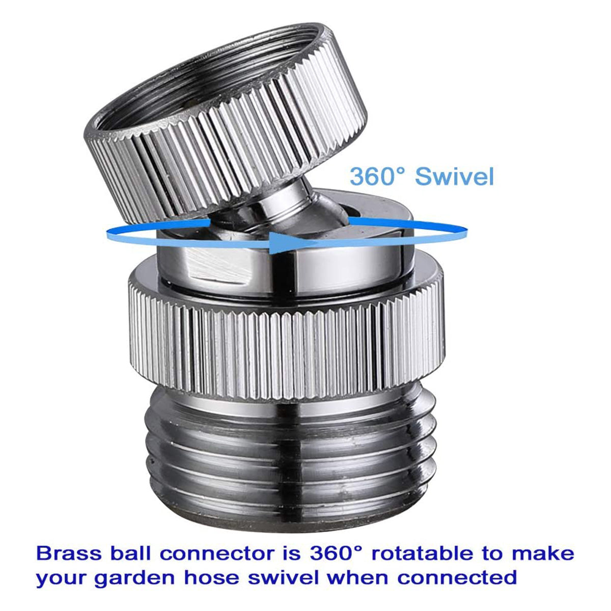 Swivel Faucet Adapter Kit，Brass 3/4-Inch Garden Hose Adapter with Aerator，Kitchen Sink Faucet Adapter for Female and Male to Male，Chrome Finish