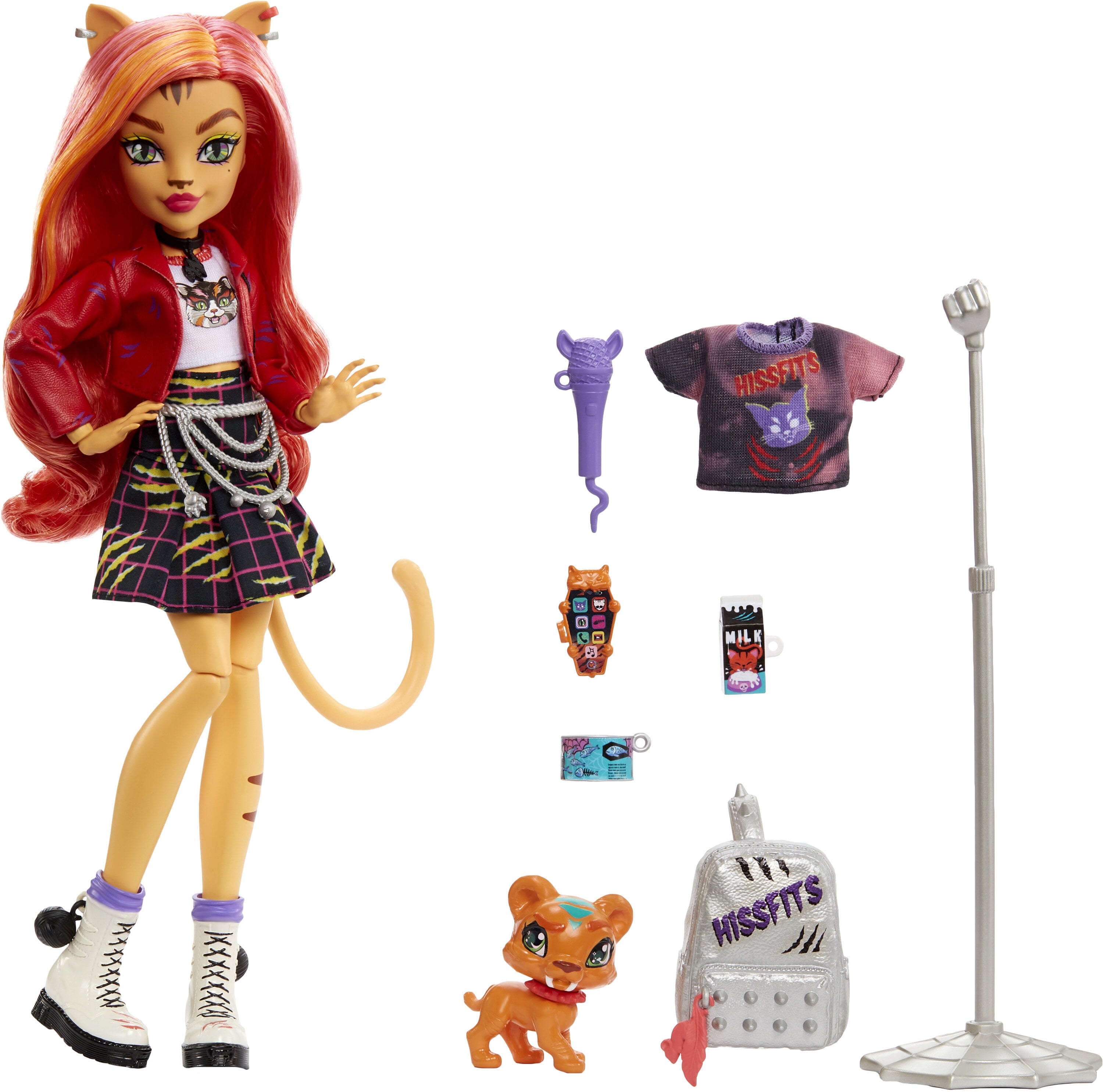 Monster High Toralei Stripe Fashion Doll with Red & Orange Hair, Accessories & Pet Saber-Tooth Tiger