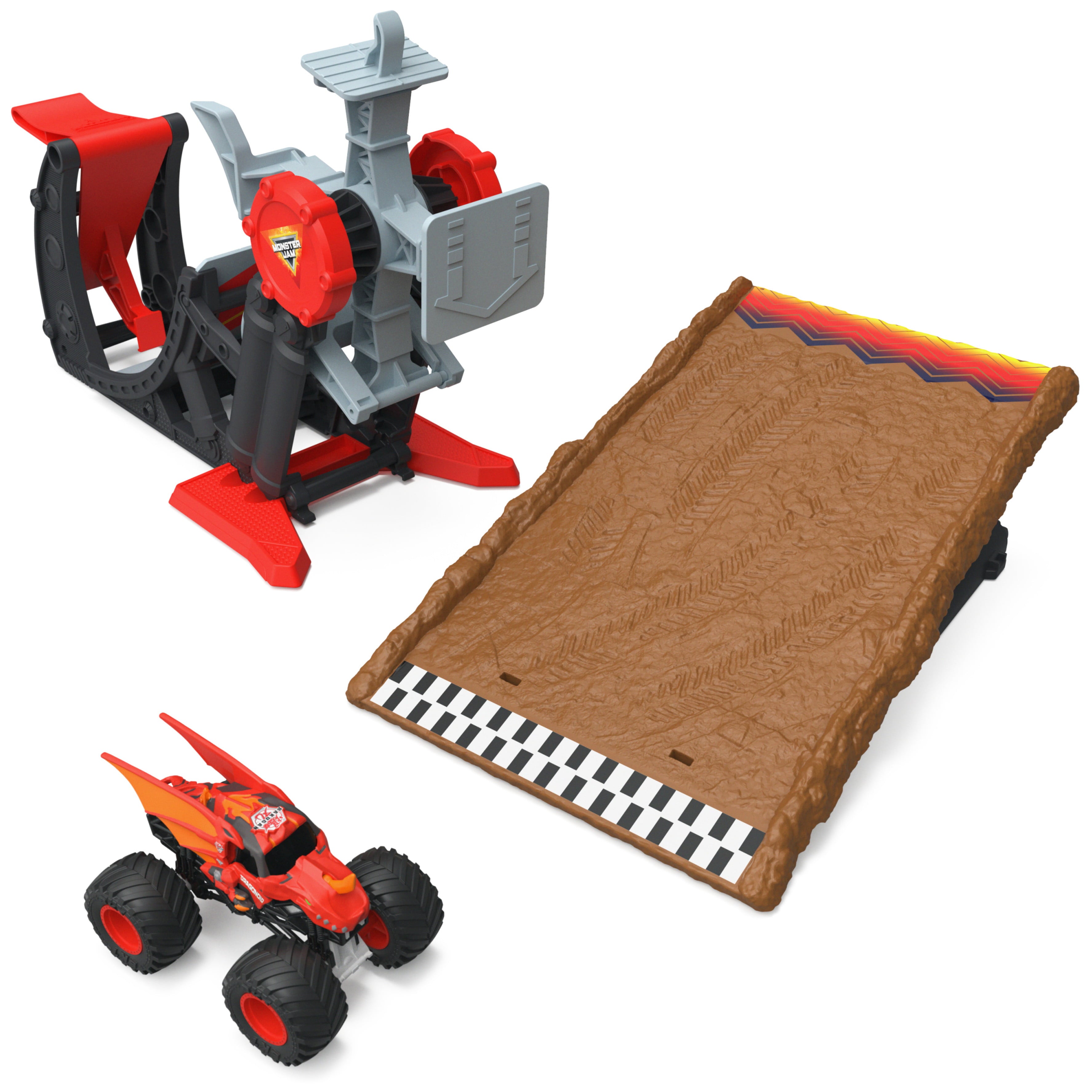 Monster Jam， Official Bakugan Dragonoid Stunt Dial Playset with Exclusive 1:64 Scale Dragonoid Die-Cast Monster Truck