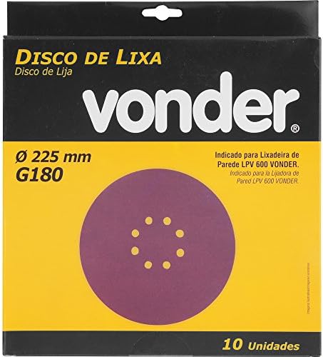 Vonder, Disco De Lixa Com Costado Em Pluma 225 Mm, Gr?o 180, Para As Lixadeiras Lpv 400B, Lpv 600, Lpv 925, Lpv 950B E Lpv 1000.