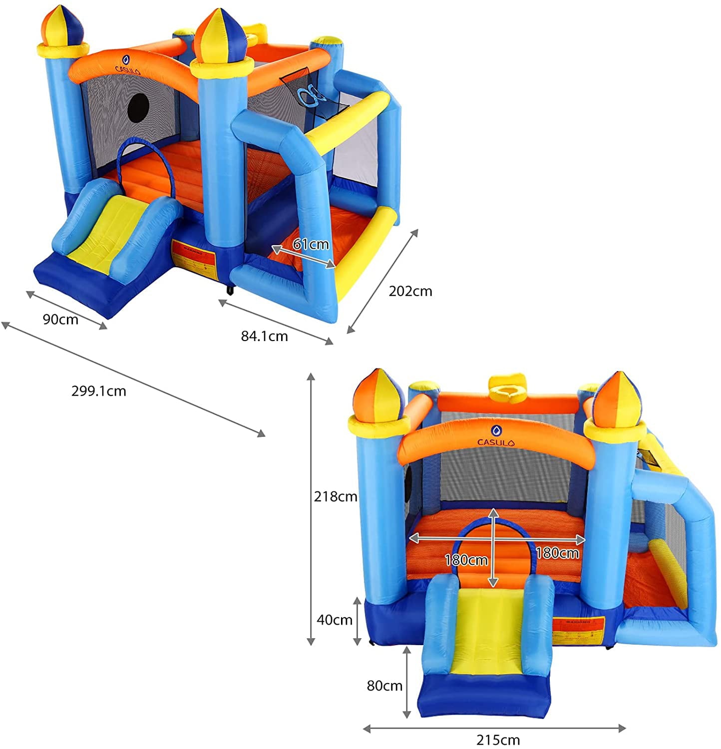 116''x 117'' Toddler Inflatable Bounce House Kids Jumping Bouncer Slide Large Jump Play Area with Blower
