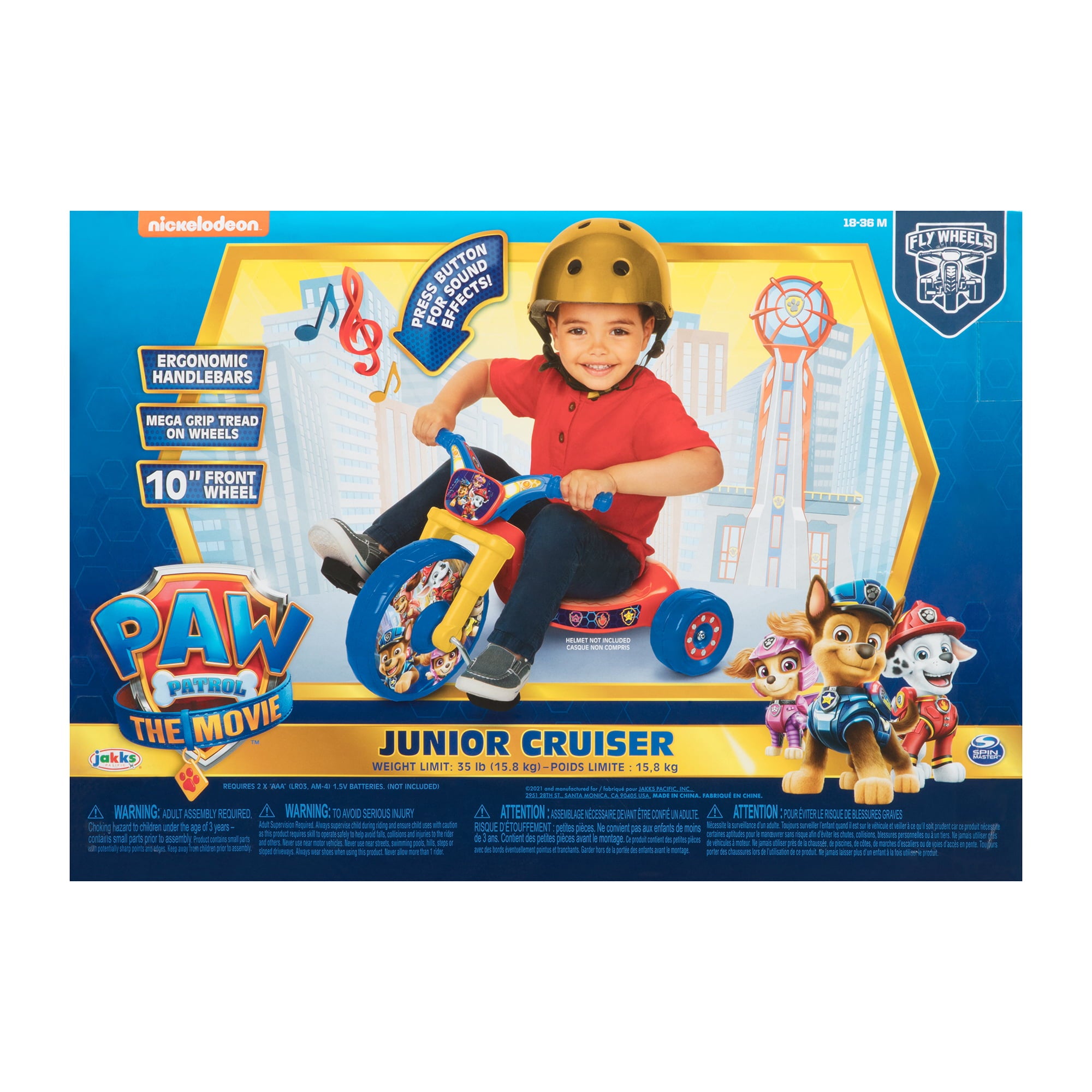 Paw Patrol 10 inch Blue Fly Wheel Junior Tricycle with Sounds