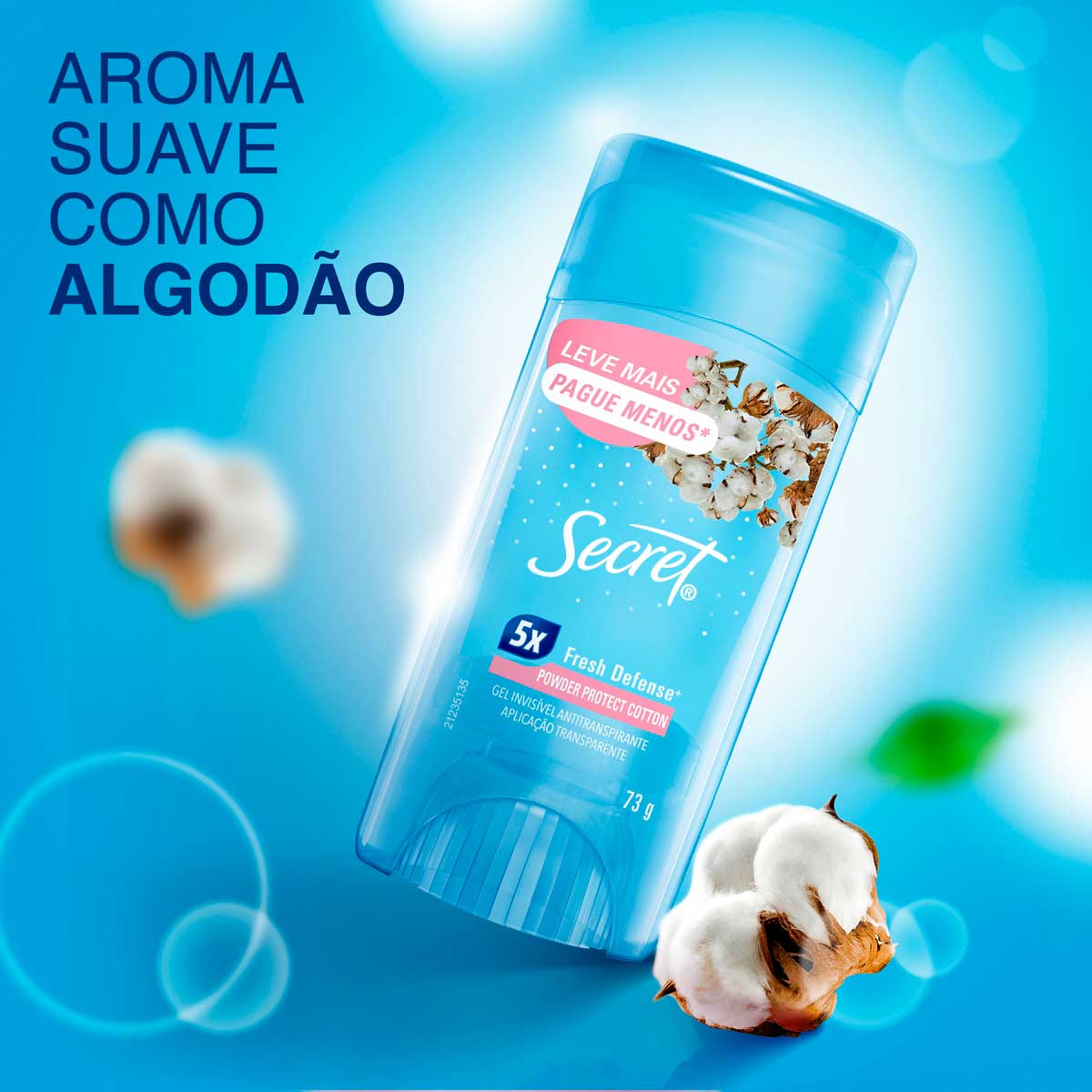 Antitranspirante Gel Secret Powder Protect Cotton 73g Leve Mais Pague Menos