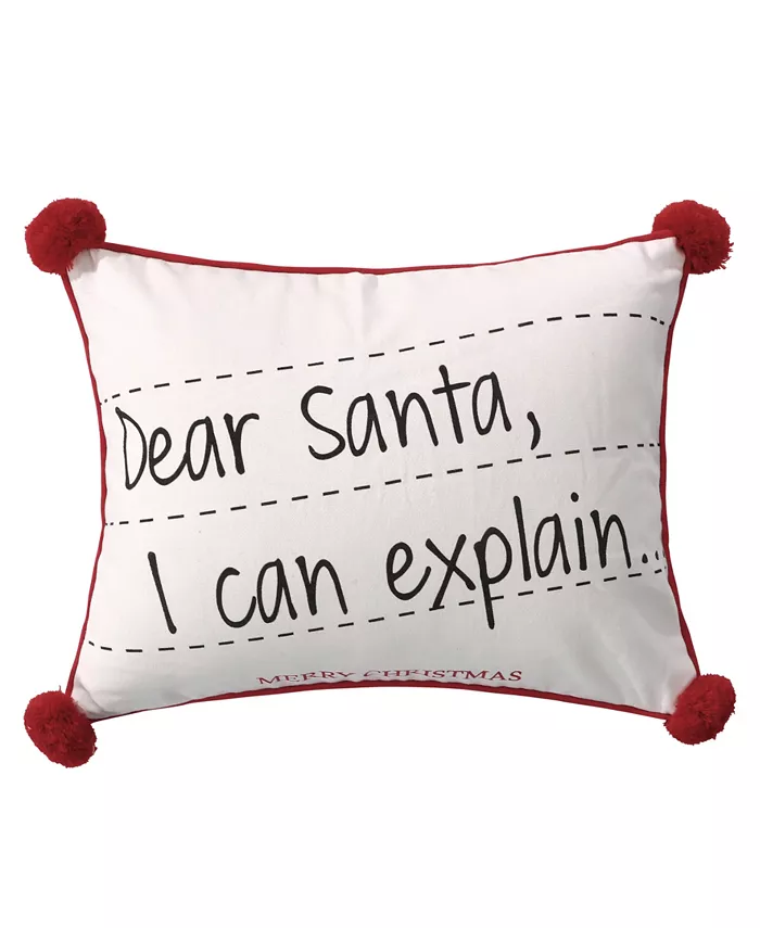 Levtex Santa Claus Lane Postcard Pom Decorative Pillow， 14