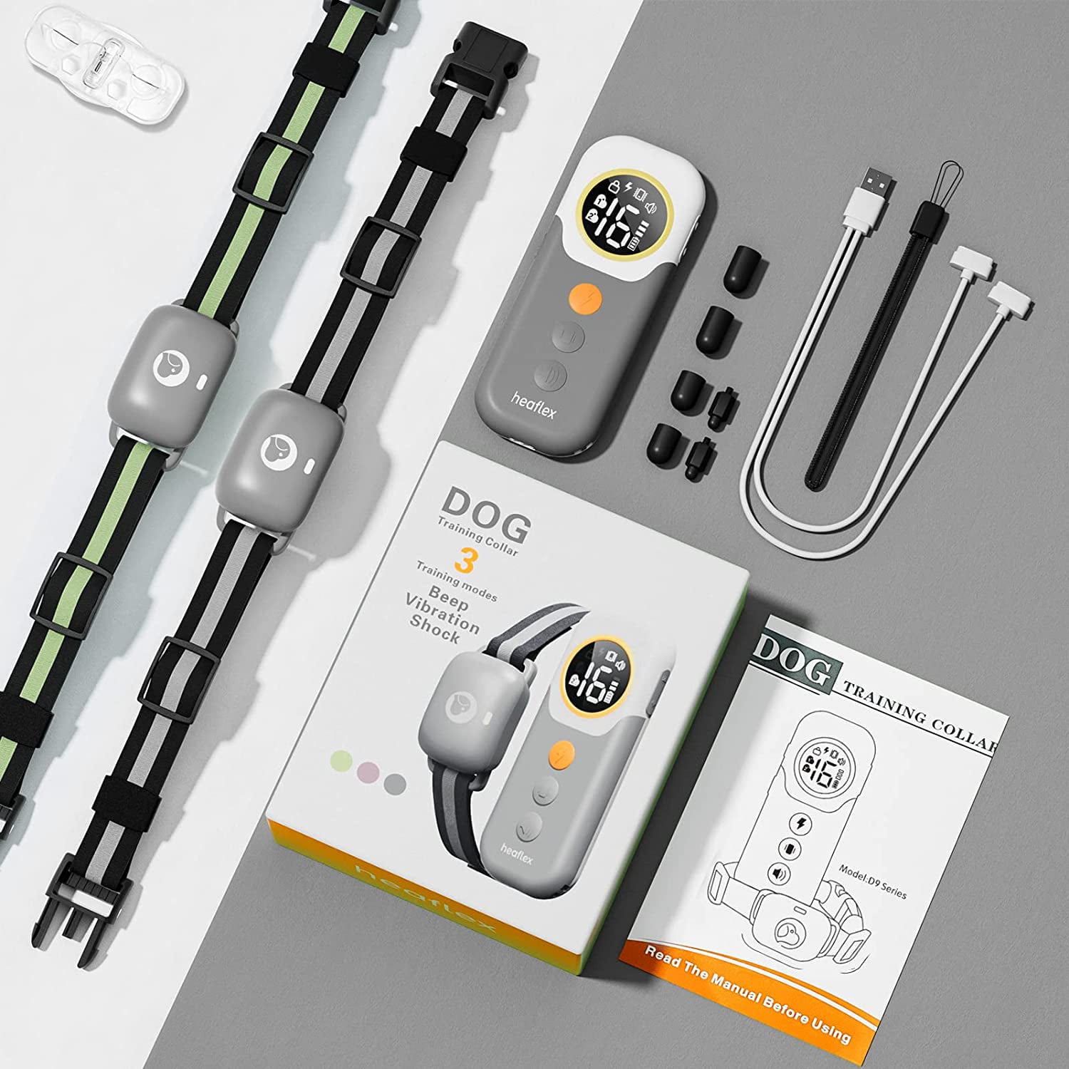 Heaflex Remote Electric Dog Training Collar， No Bark E-Shock Beeps Vibration 3 Safe Training Modes for Small Medium Large Dogs