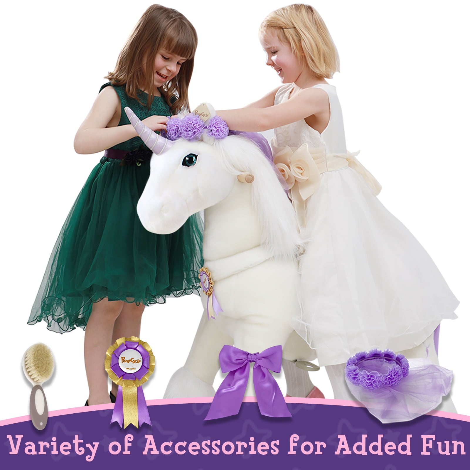 PonyCycle Ride On Unicorn Walking Animal Plush Pony Toy  Age 3-5 Purple