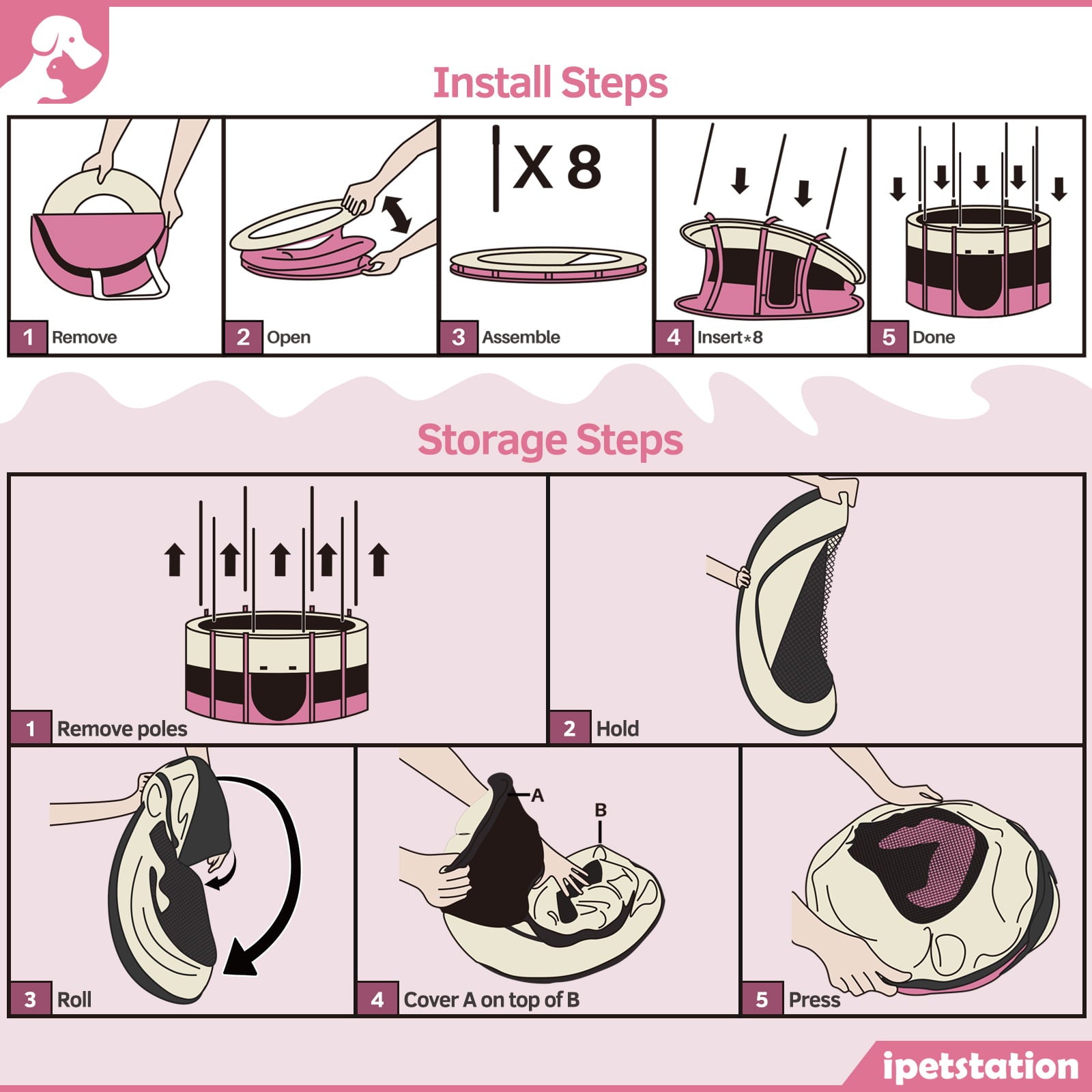 LAKWAR Large Pet Playpen for Dogs and Cats， 36