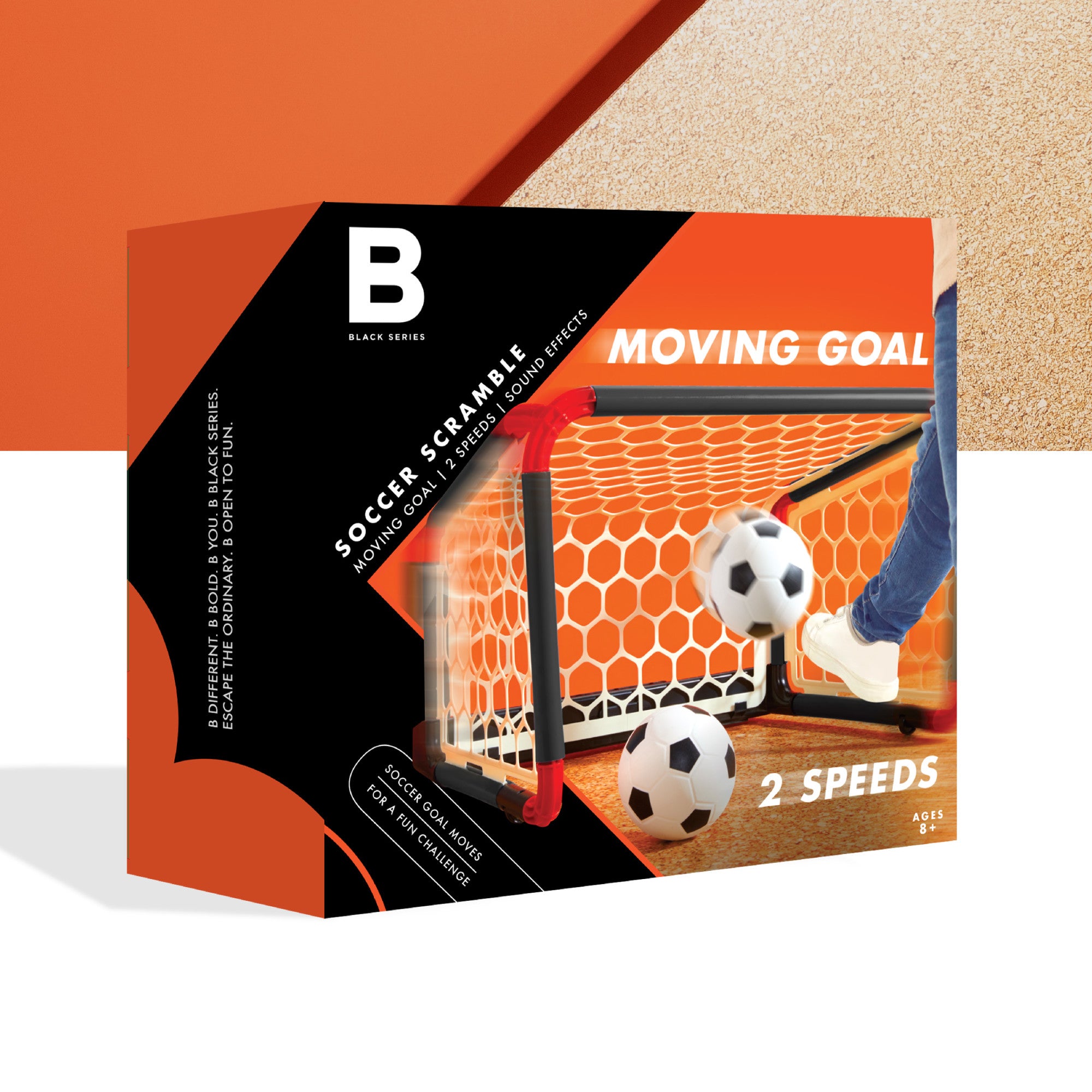 Black Series Soccer Scramble Motorized Goal， With 2 Balls， Sound Effect， Motorized Goal With 2 Speed Levels， Indoor Fun For Family And Friends， Age 8+