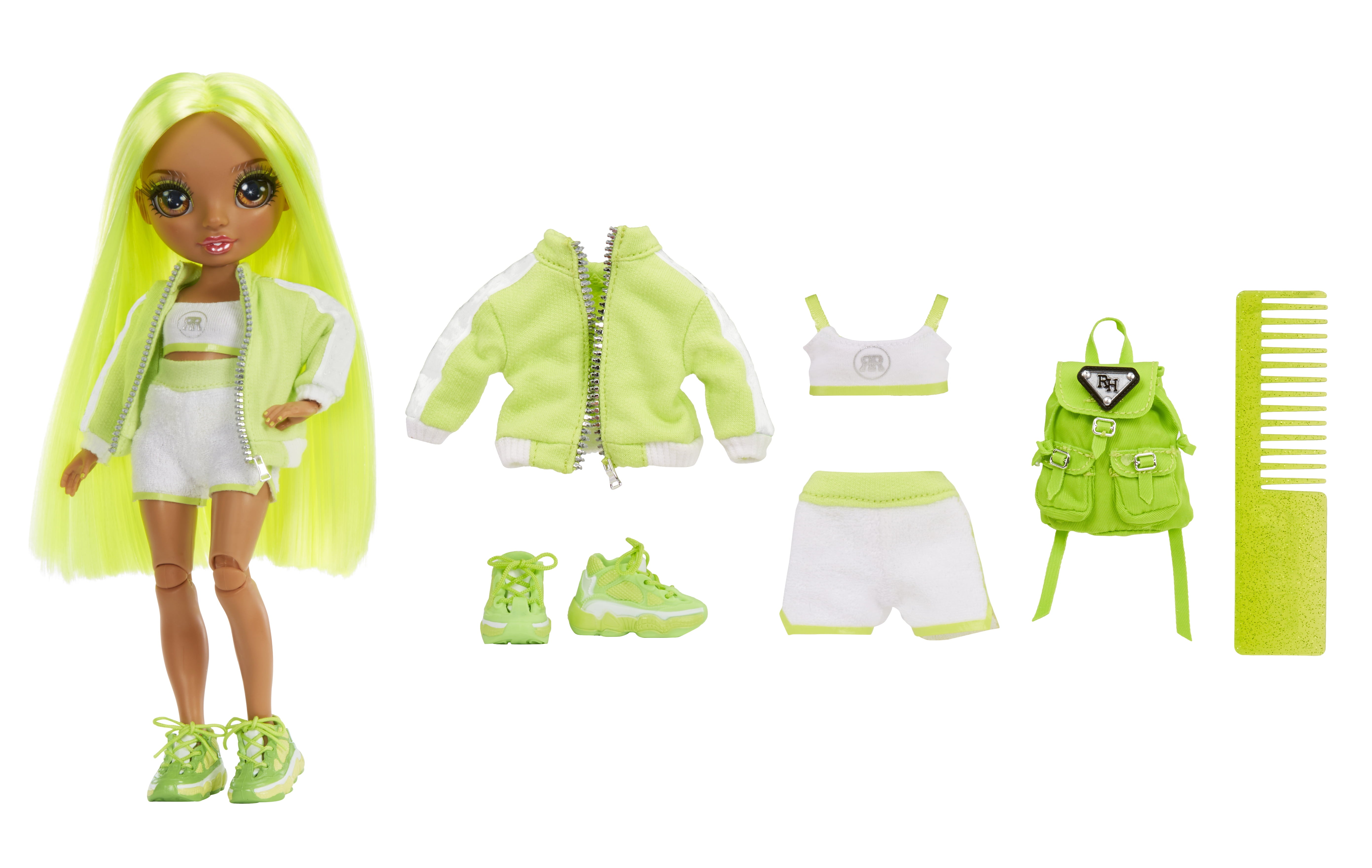 Rainbow High Jr High Karma Nichols- 9-inch NEON GREEN Fashion Doll with Doll Accessories- Open and Closes Backpack. Great Gift for Kids 6-12 Years Old and Collectors