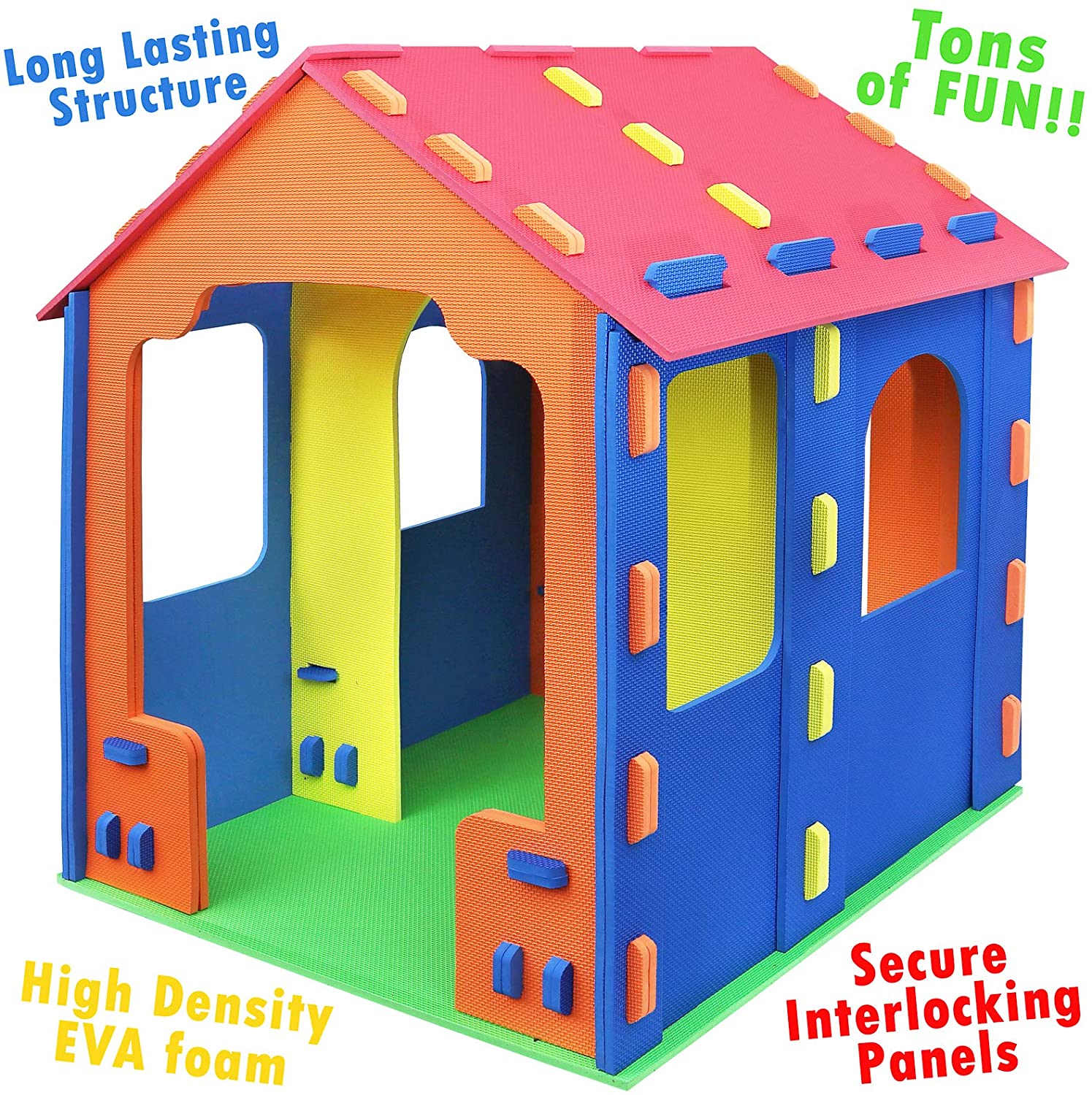 Click N' Play Giant Kids Foam Playhouse Play Tent for Boy and Girls Indoor and Outdoor, Interlocking Eva Foam Tiles.