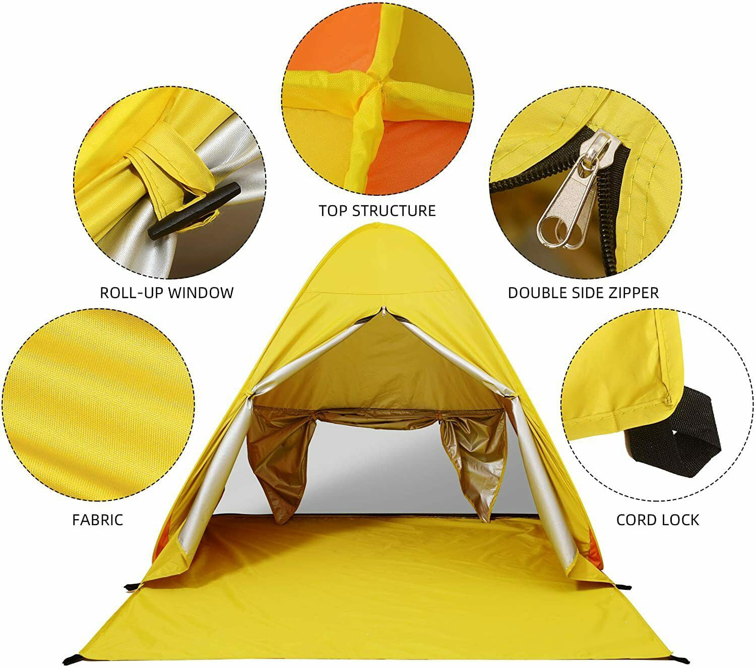 Beach Tent，Pop Up Beach Shade， UPF 50+ Sun Shelter Instant Portable Tent Umbrella for Adults Baby Kids Outdoor Activities Camping Fishing Hiking Picnic Touring