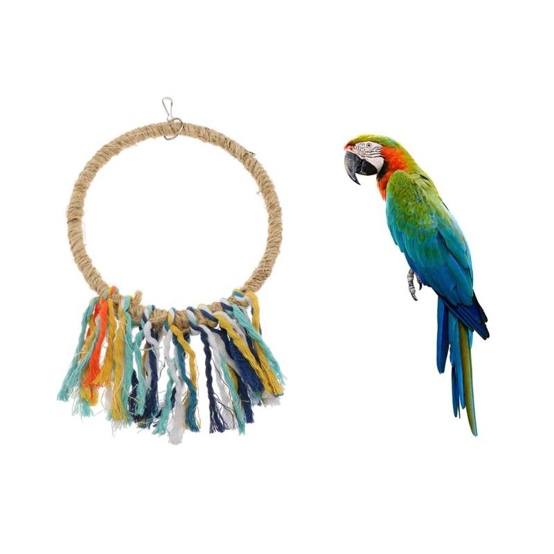 Bird Rope Perch Cage Chew Toys Parrot Natural Cotton Cotton Braided Fetch Swing Climbing Standing Bar B