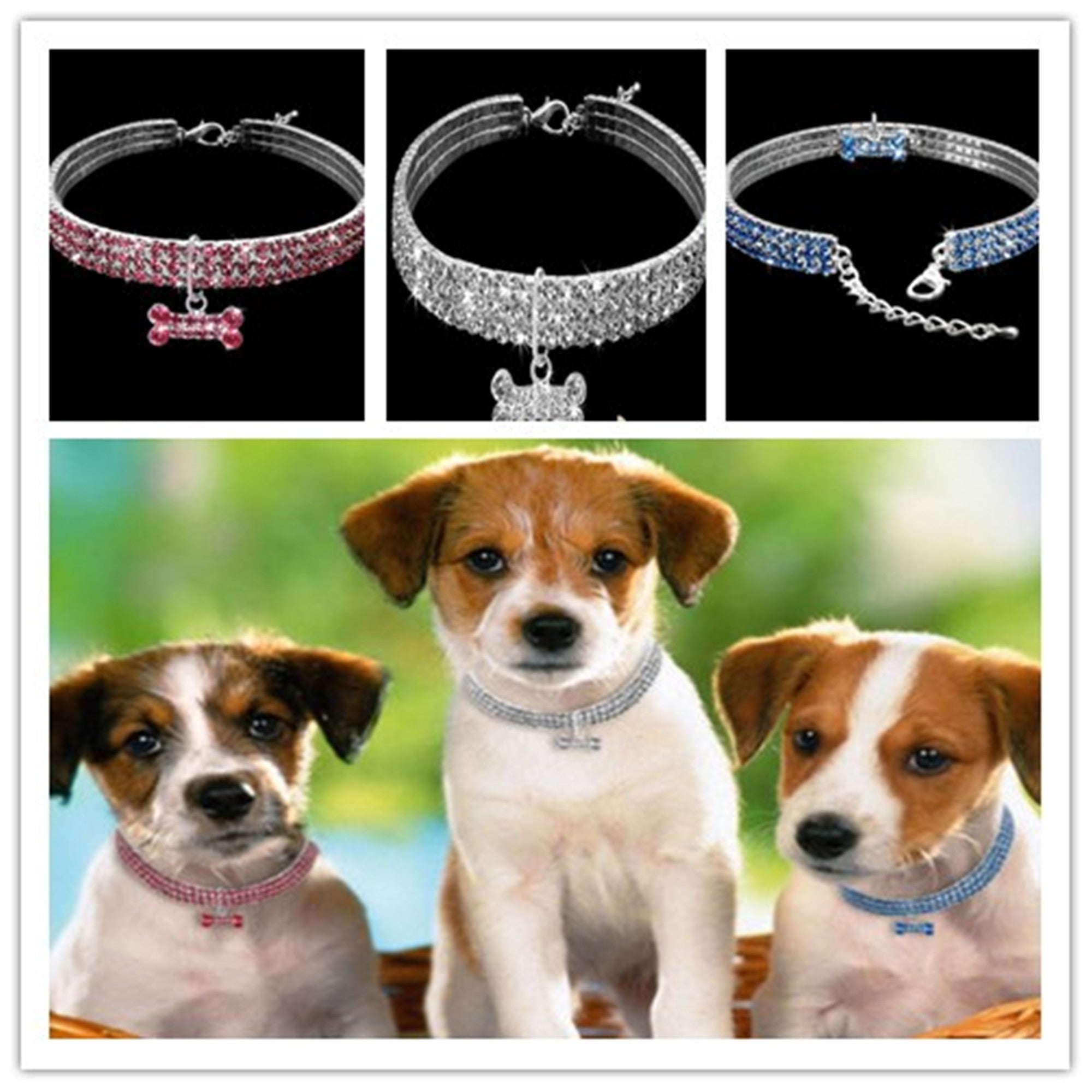 KelaJuan Animal Dog Collar，Diamond Bling Sparkly  Adjustable Collar Necklace for All Pet Dogs