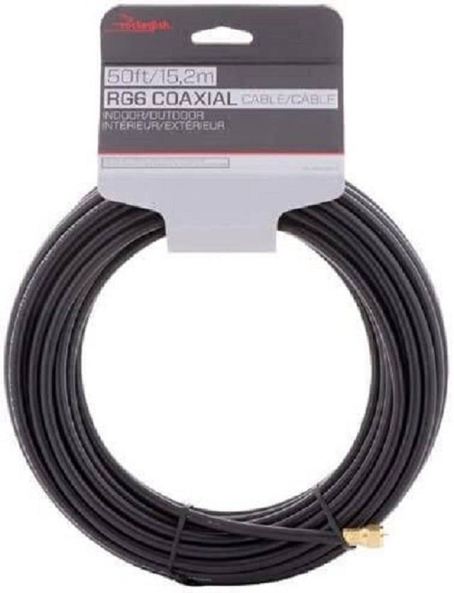 Rocketfish RF-RG650BK 50ft/15.2m RG6 Coaxial Cable Indoor/Outdoor