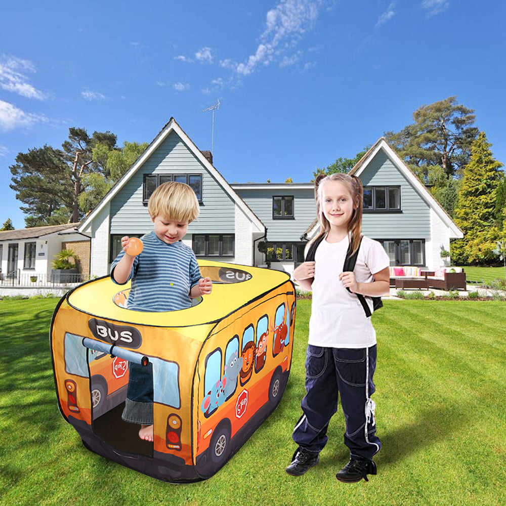 Animal Bus Tent for Kids, GIUGT Kids Pop Up Play Tent Animal Bus Magical Playhouse Folding Indoor Outdoor Creativity Learning Toy Perfect Pretend Play Gift For Children Toddlers Boys Girls