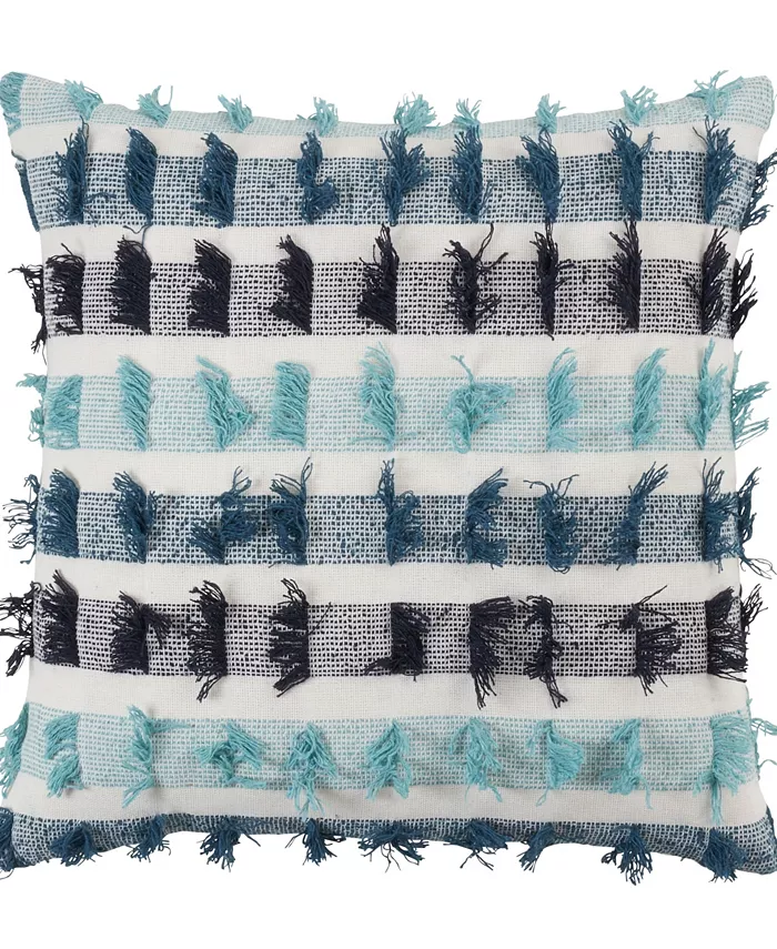 Saro Lifestyle Striped Fringe Decorative Pillow， 20