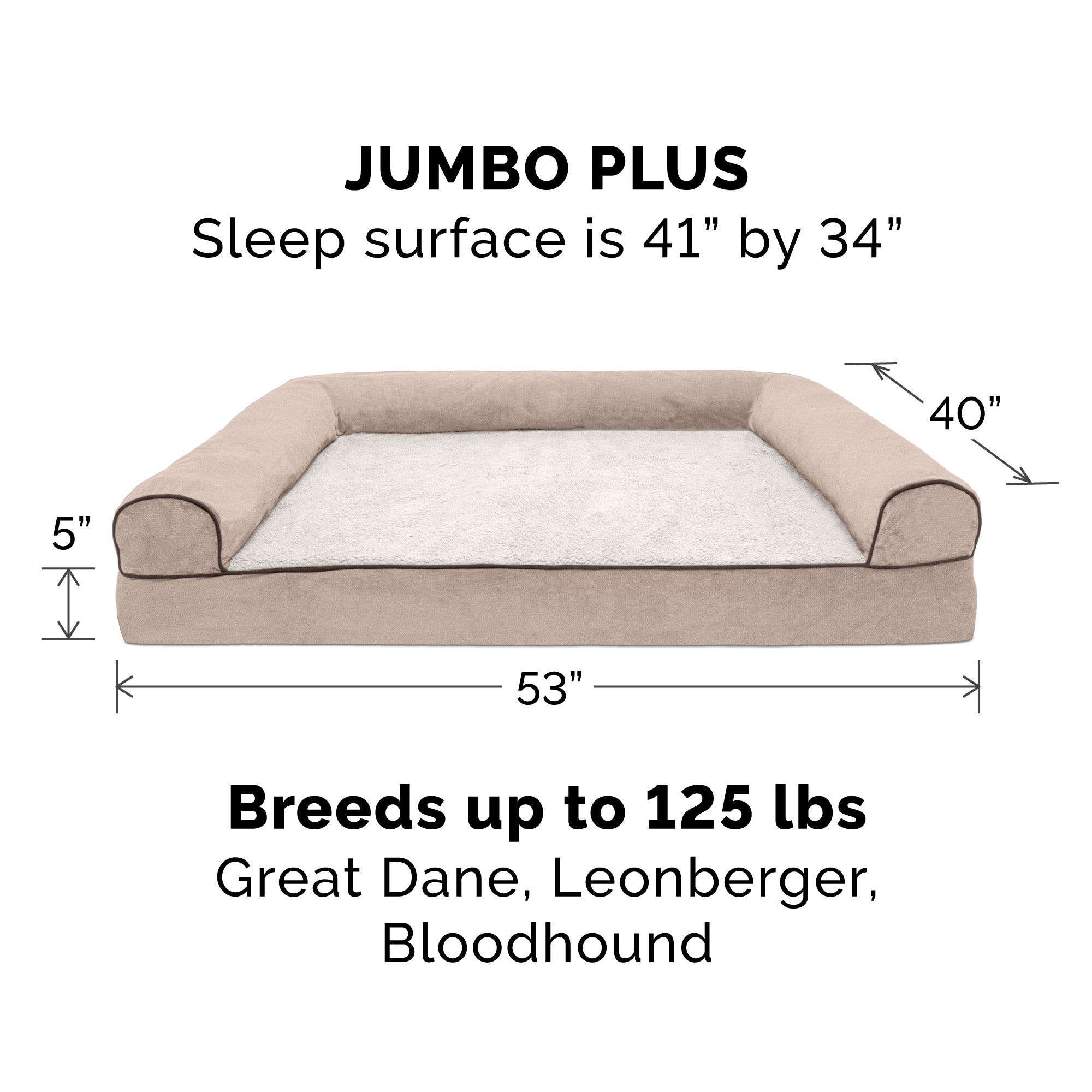 FurHaven Pet Products | Faux Fleece and Chenille Soft Woven Orthopedic Sofa Dog Bed - Cream， Jumbo Plus
