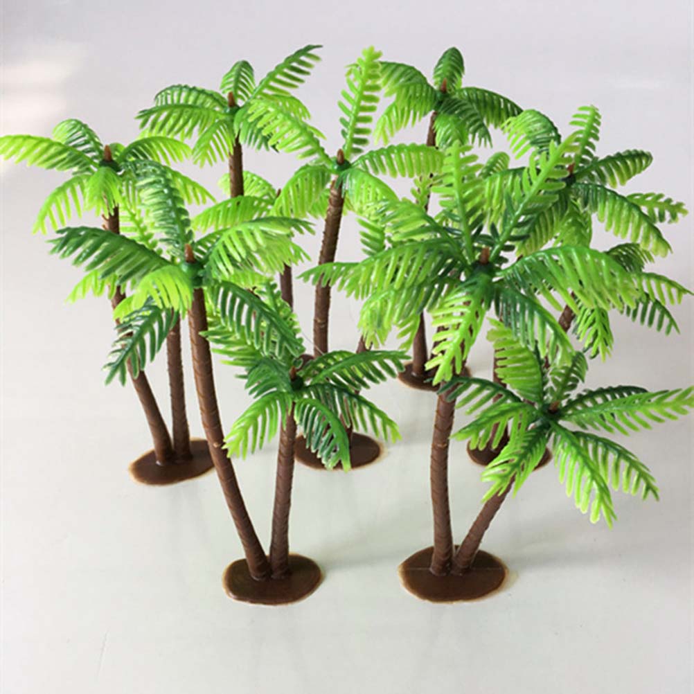 NUOLUX 12Pcs Plastic Coconut Palm Tree Miniature Plant Pots Bonsai Craft Micro Landscape DIY Decor