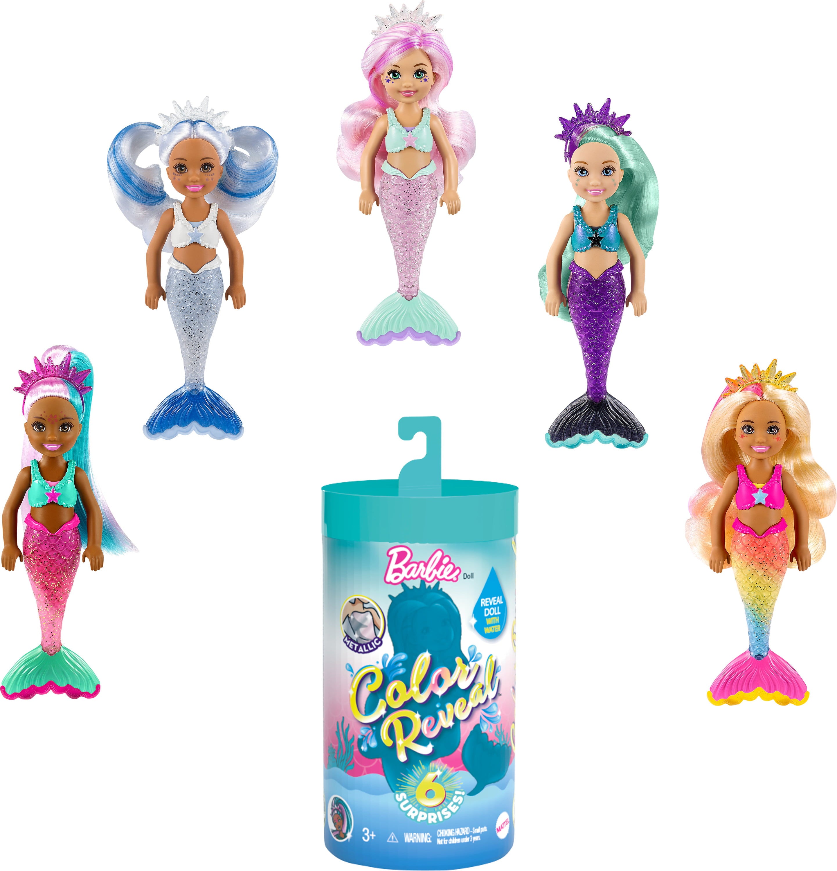 Barbie Color Reveal Chelsea Mermaid Doll With 6 Surprises (Styles May Vary)